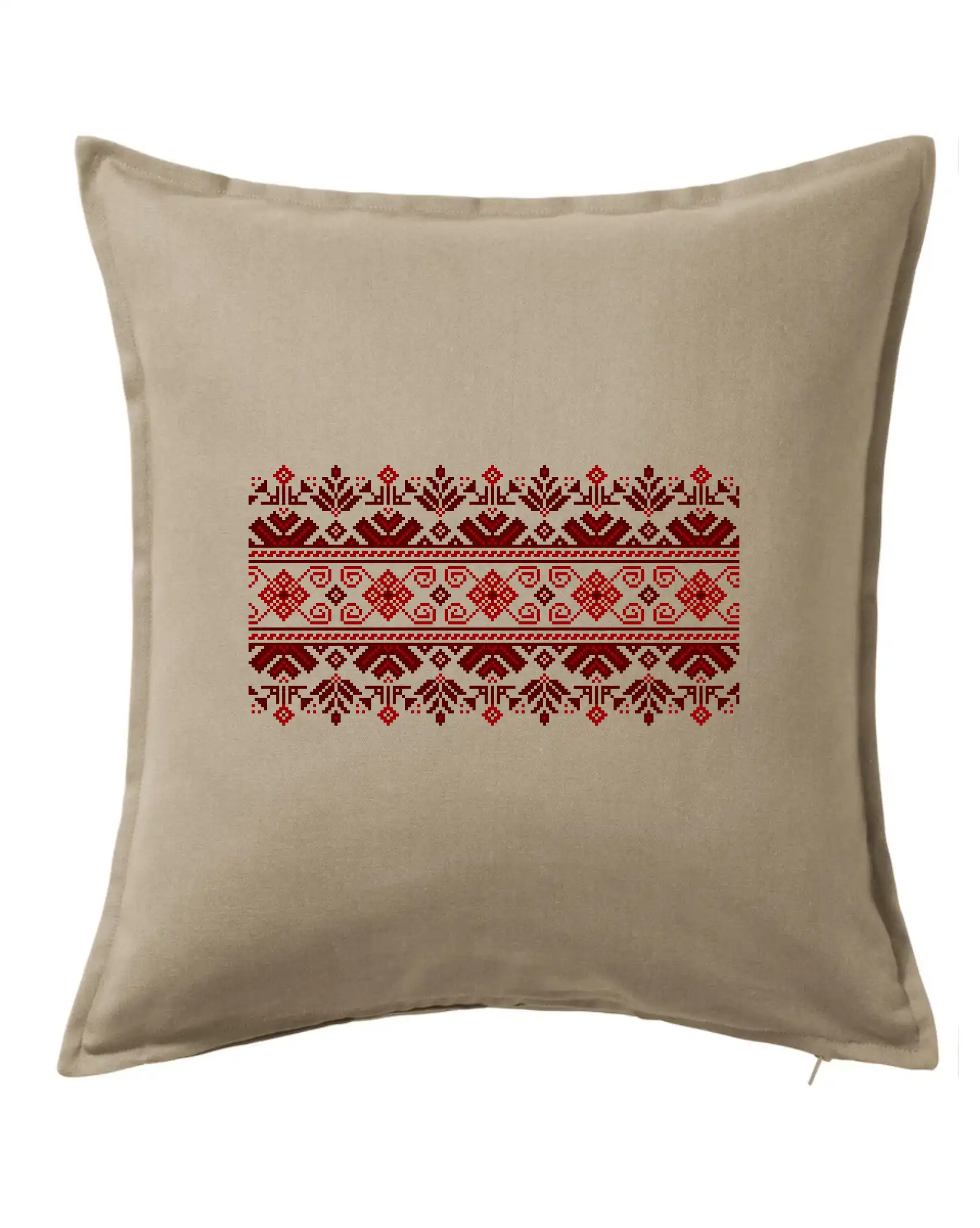 Tričká s vlajkou ukrajiny - Ukrajinský vzor - červený - Vankúš 50x50