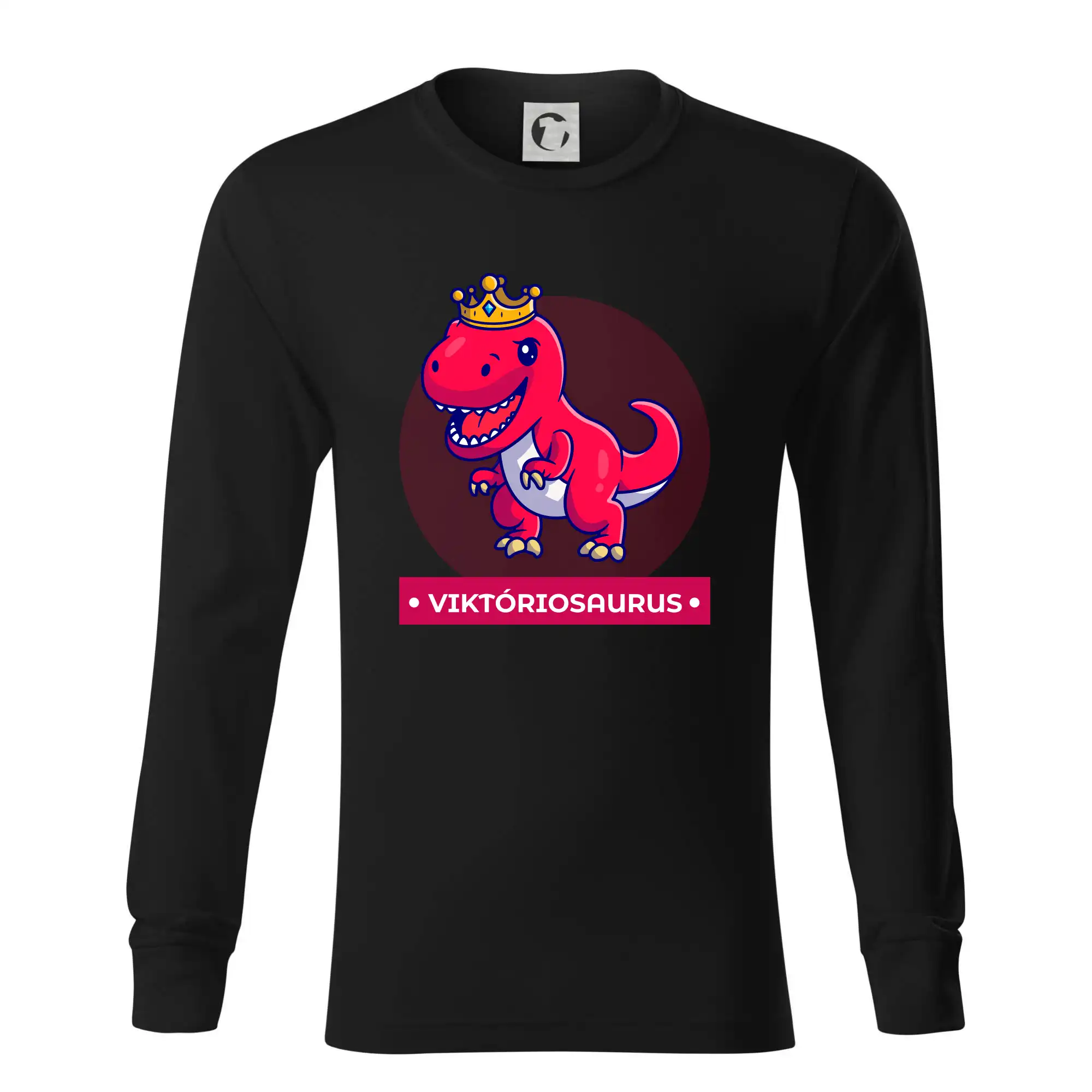 Detské tričká, mikiny a body s originálnymi potlačami | Veselé motívy pre chlapcov aj dievčatá - Dinosaurie mená - červený dinosaurus - Tričko s dlhým rukávom LS R05