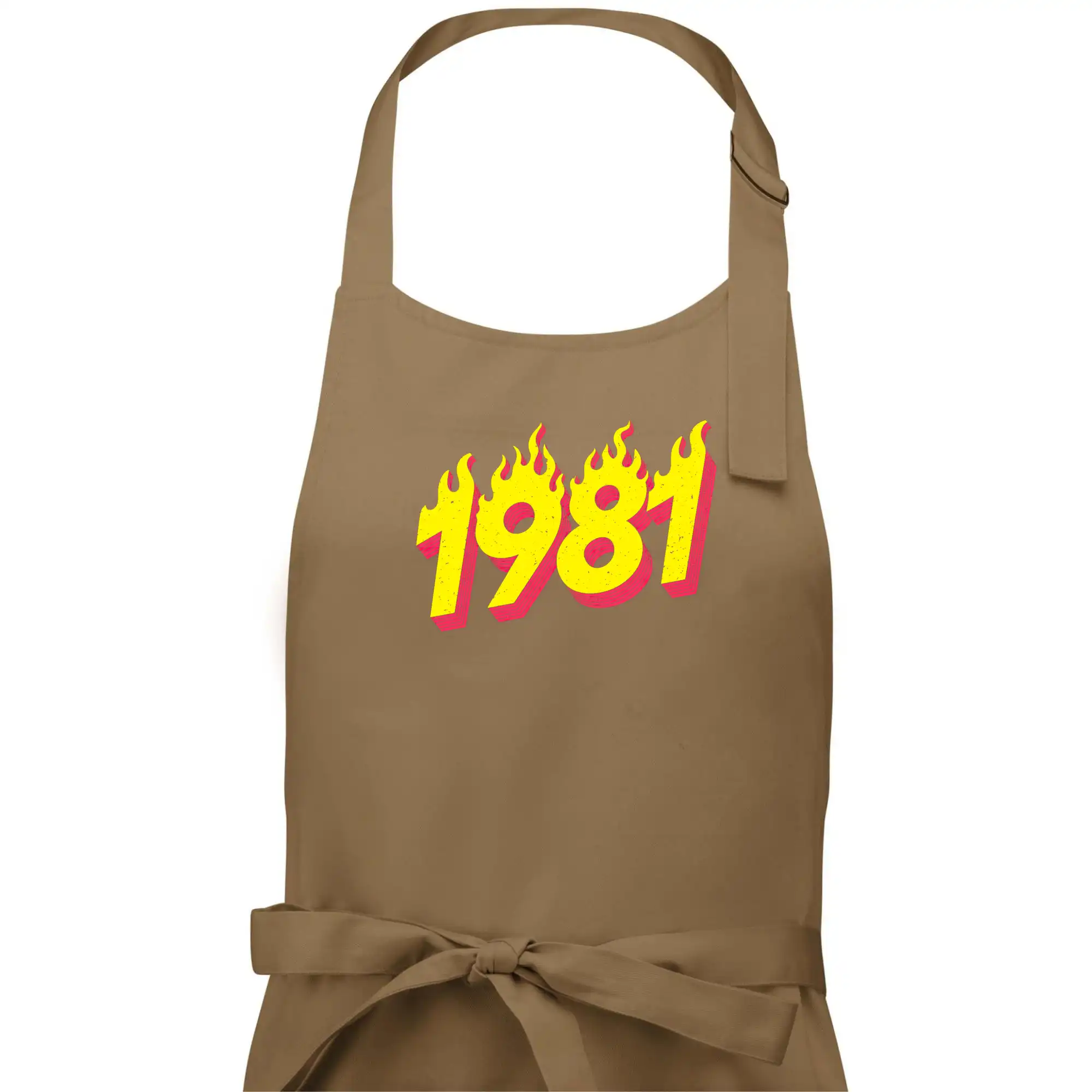 Trička s ročníkom 1981 - Narodeniny v ohni 1981 - Dámska zástera na varenie