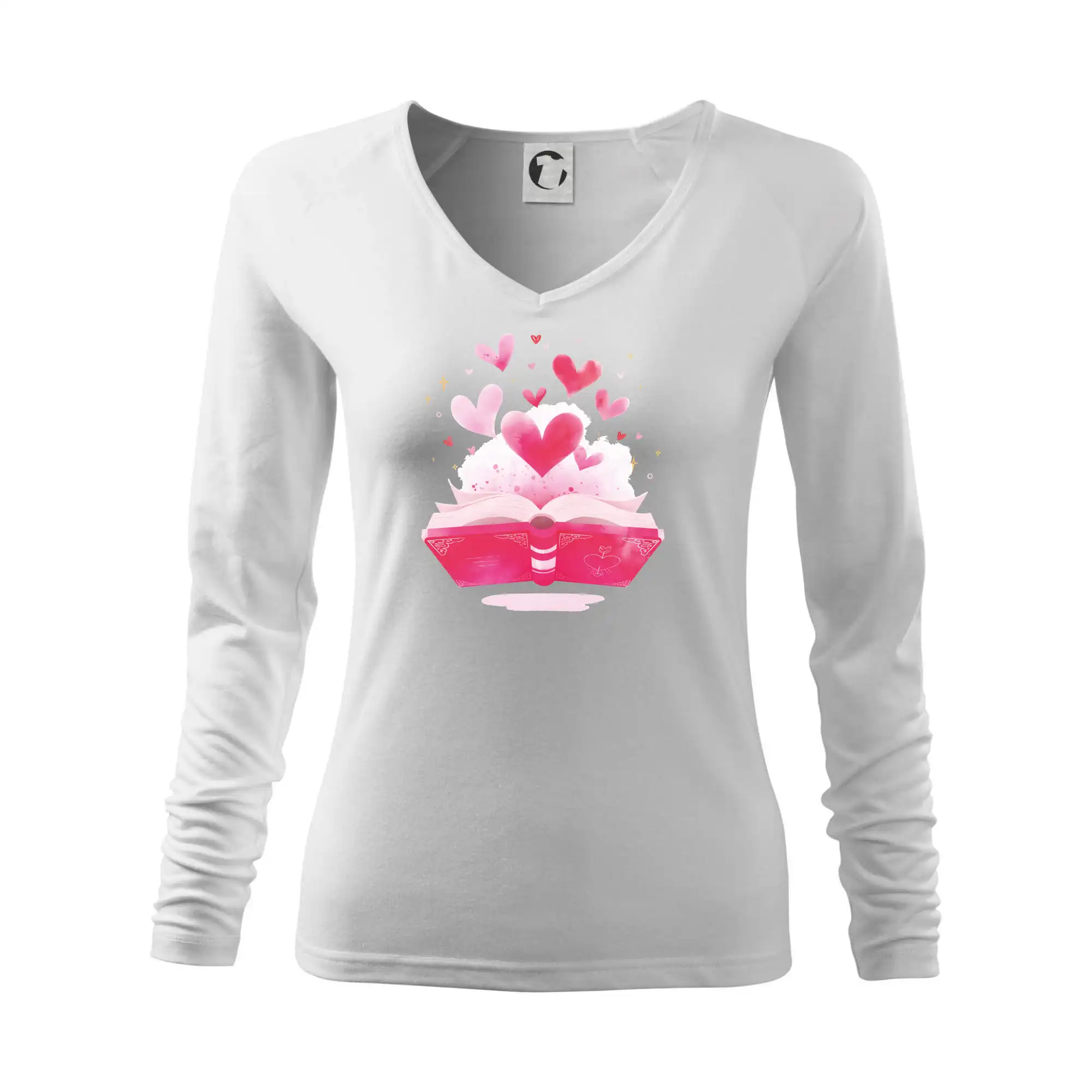 Tričká s motívom kníh pre milovníkov čítania a vône papiera - Knihy a srdiečka - Tričko dámske Elegance