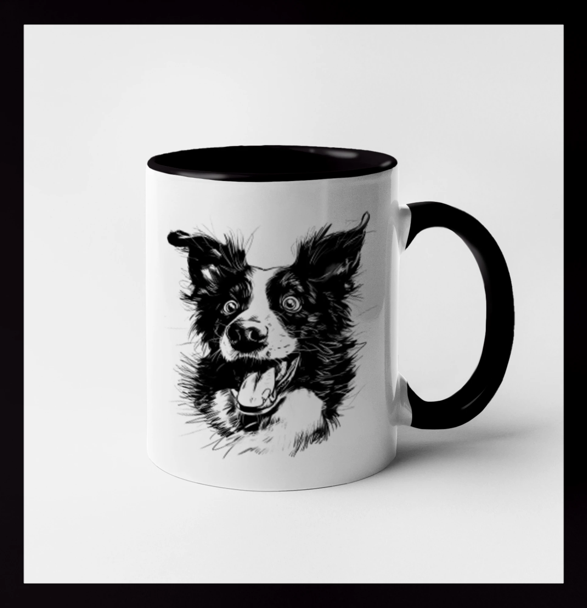 Čiernobiela karikatúra Border kólia