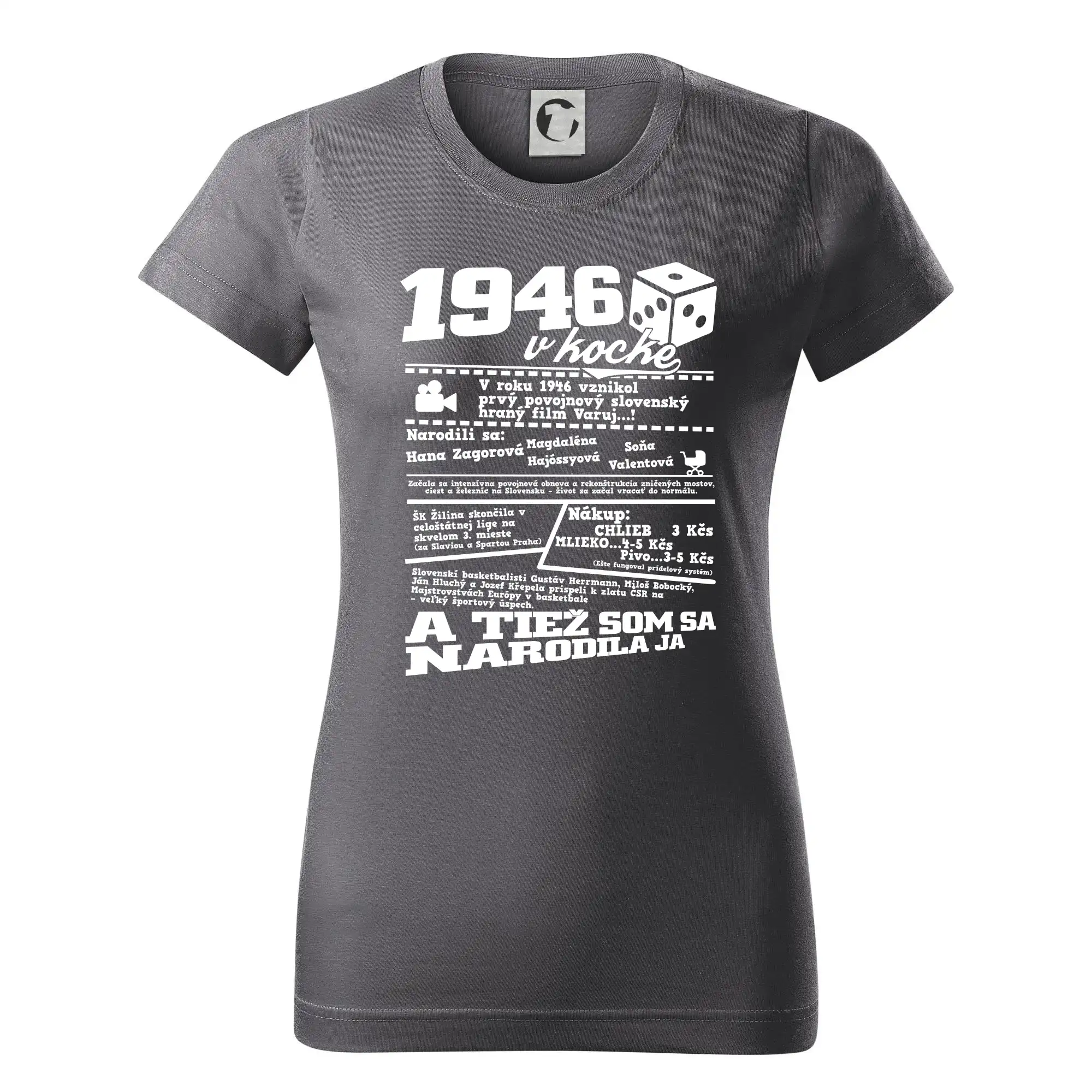 1946 v kocke - Dámske tričko basic - ľahko voľnejšie a dlhšie