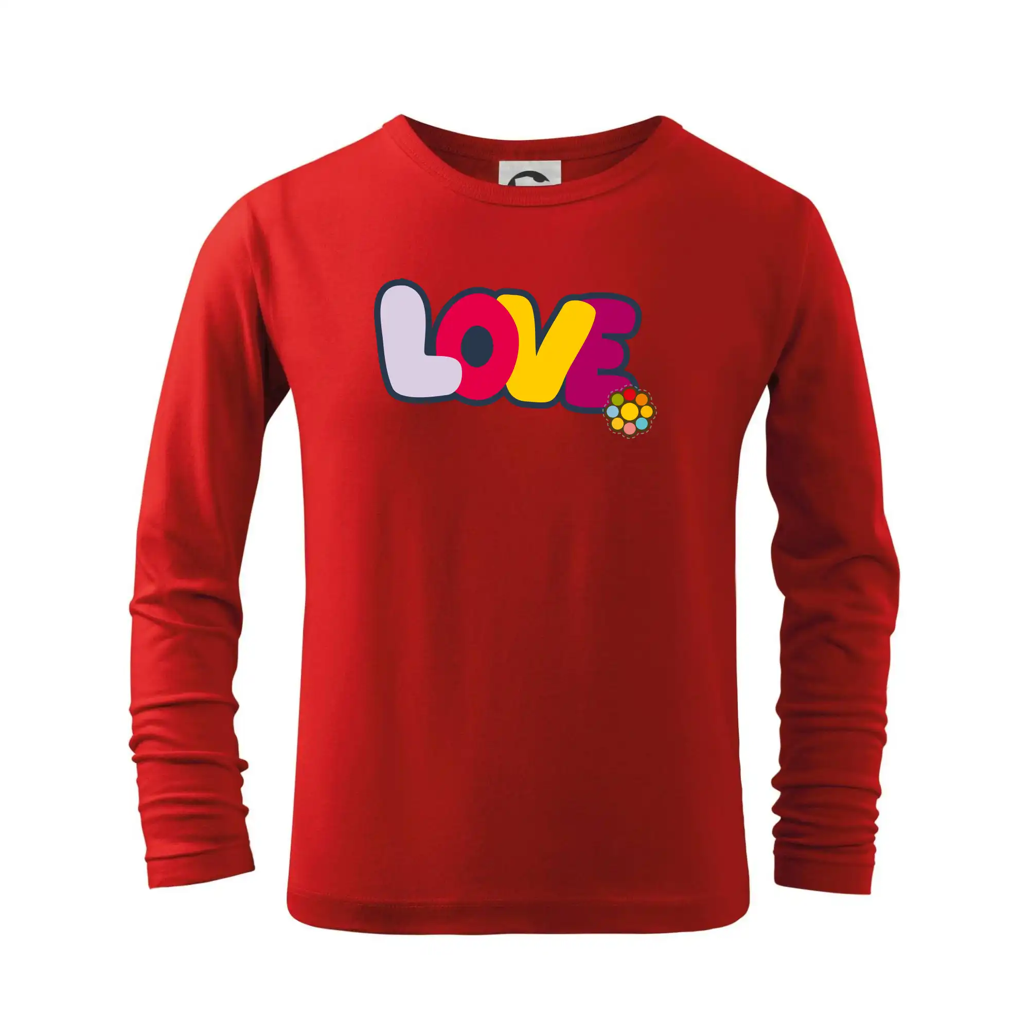 Tričká pre pohodový ľudí - Love nápis s kvetinou - Tričko detské Long Sleeve