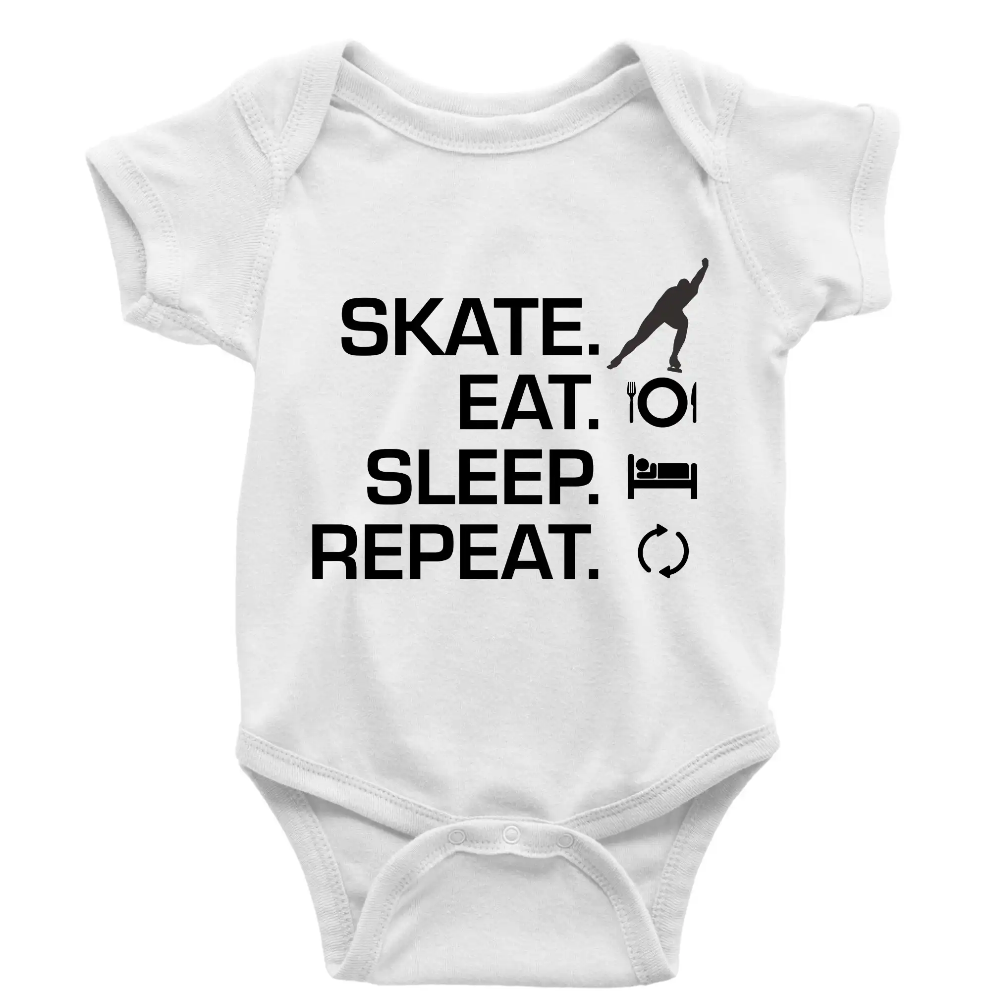 Tričká s motívom ľadových korčúľ - Eat sleep skate - ľadové korčuľovanie - Body dojčenské s krátkym rukávom