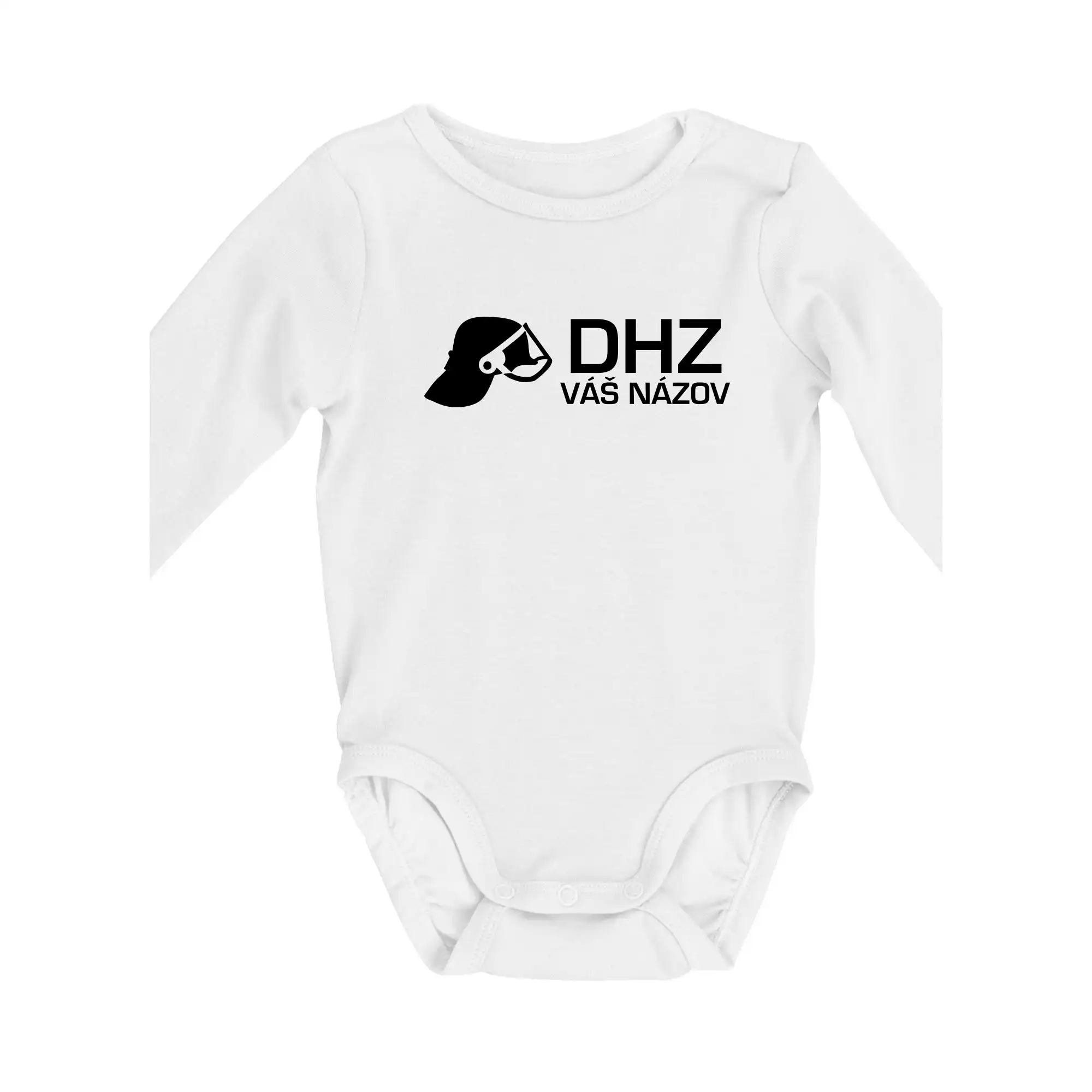 Originálne tričká pre hasičov - DHZ Helma - vlastný nápis - Body dojčenské s dlhým rukávom