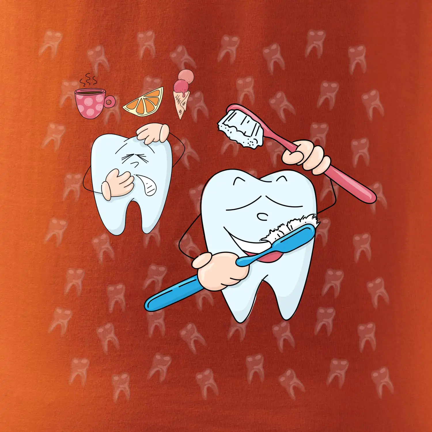 Zubařské tričko - kartáček a jídlo