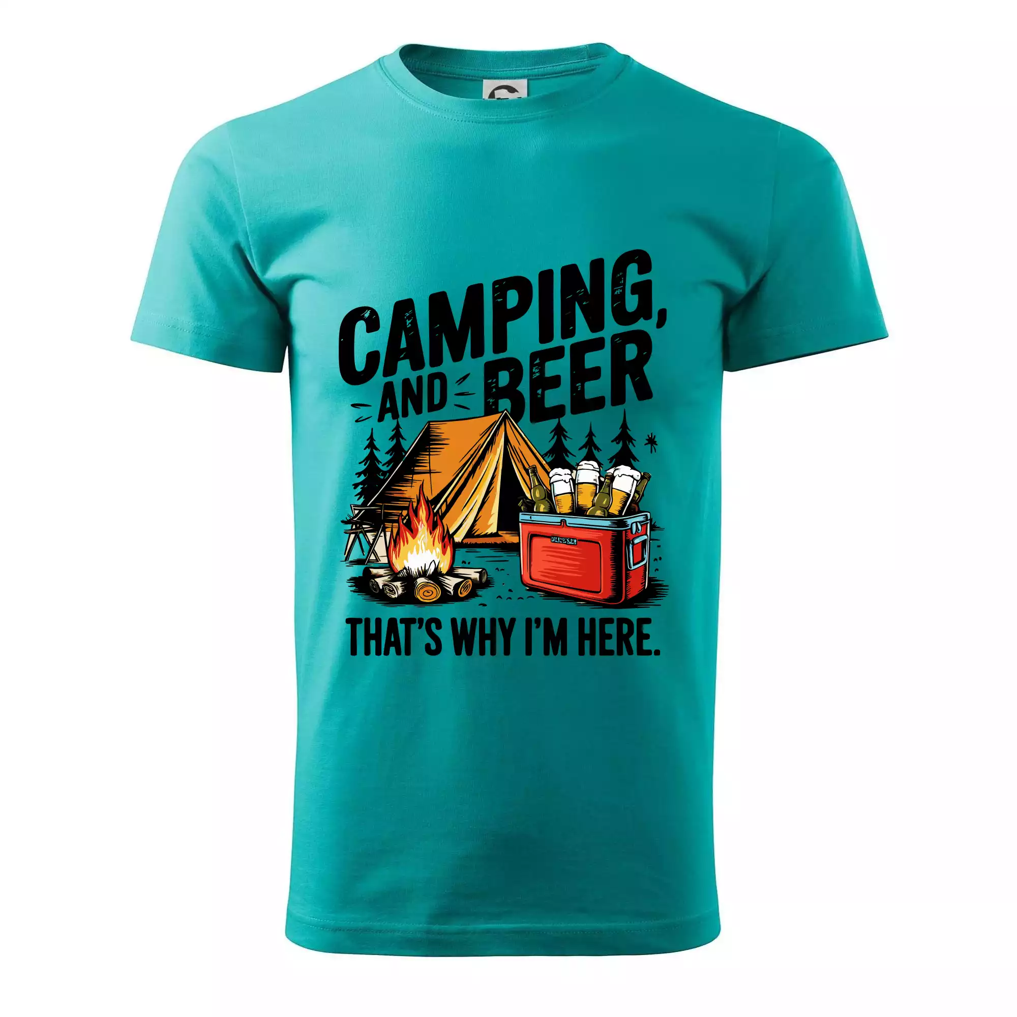 Černý nápis nápis Camping and beer