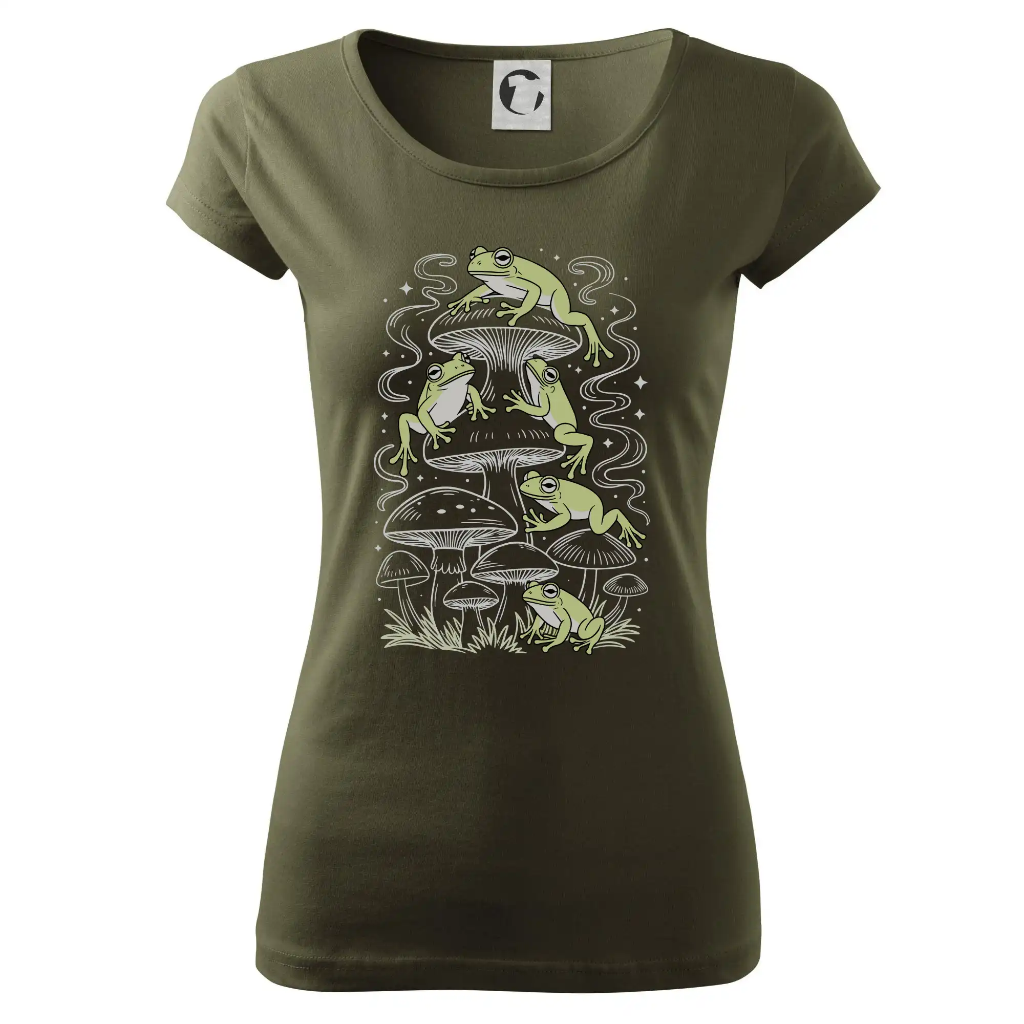 Goblincore frogs and various mushrooms