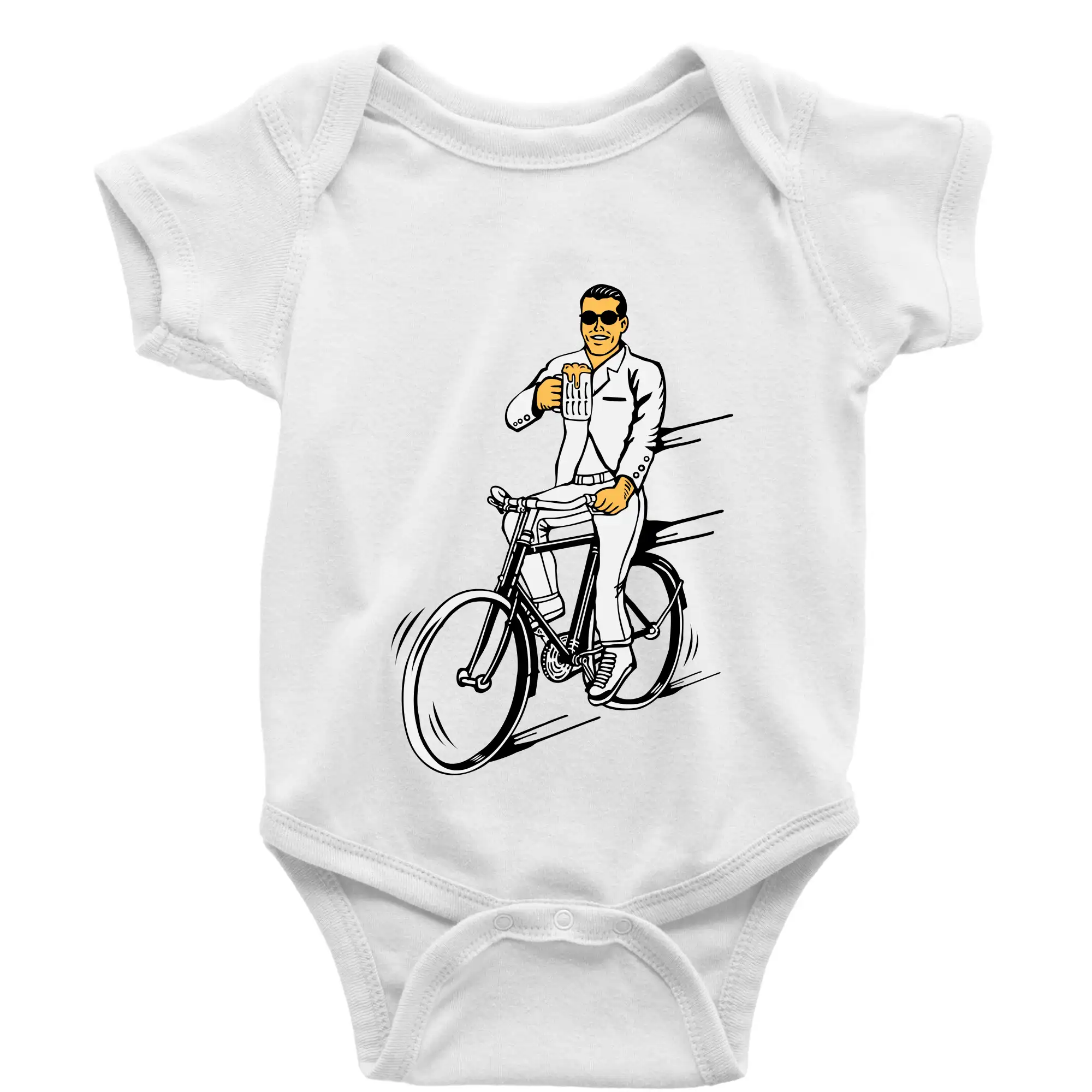 Tričko ako darček pre cyklistu - Gentleman na bicykli s pivom - Body dojčenské s krátkym rukávom