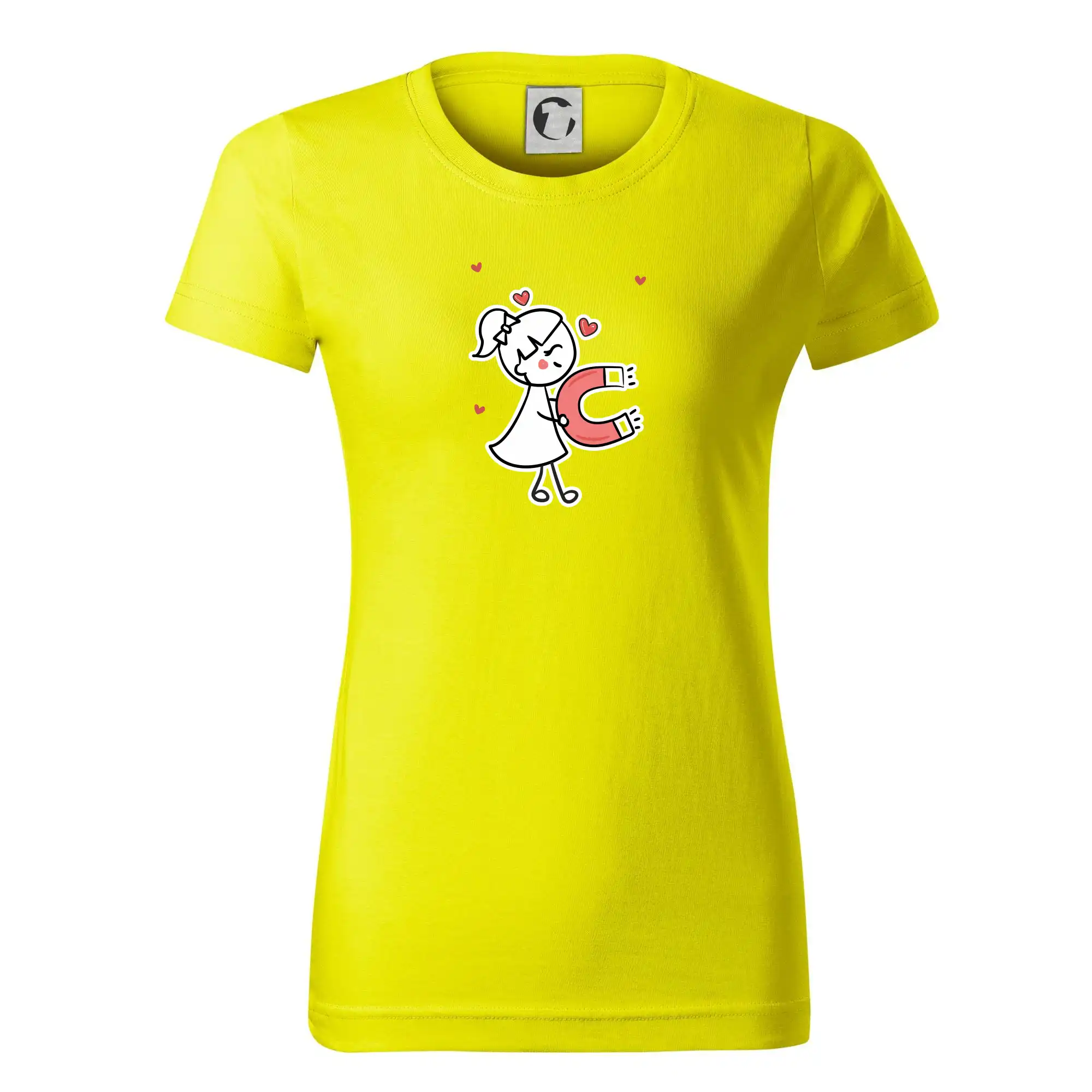 Tričká pre zamilovaných - Párový motív - panáčik a magnet - Dámske tričko basic - ľahko voľnejšie a dlhšie