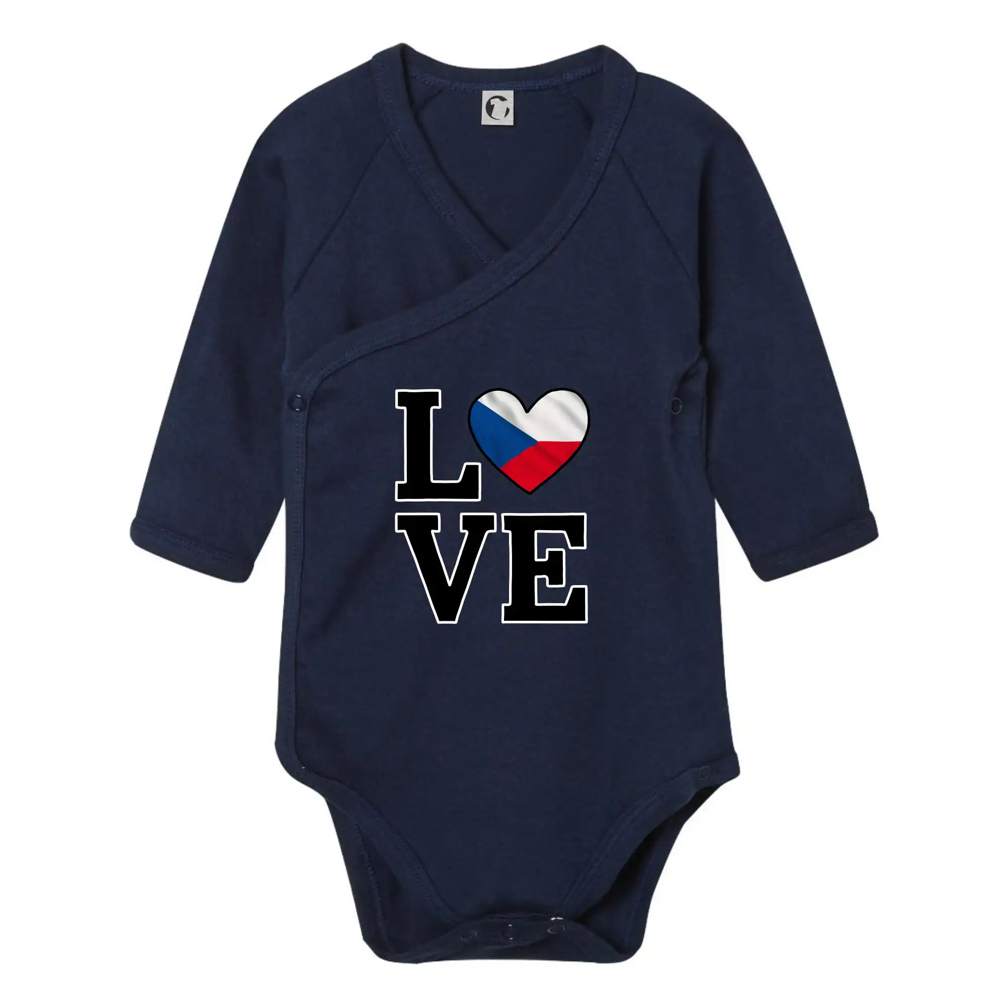 Motívy štátnych vlajok - Love Česká vlajka - Body zavinovacie s dlhým rukávom