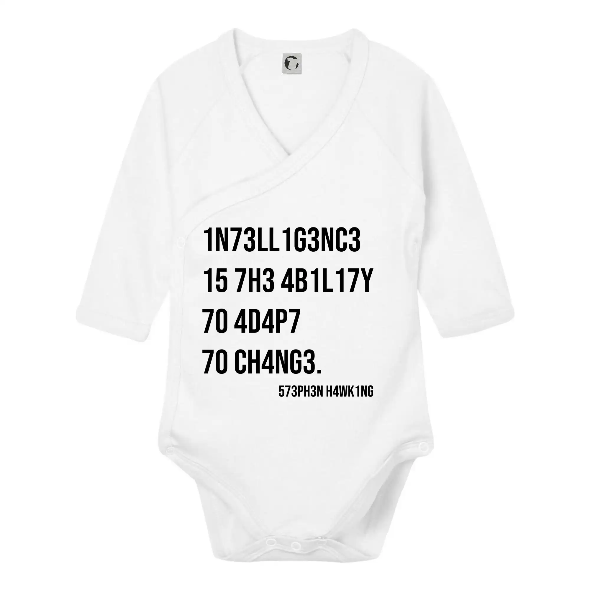 Grafické tričká - Test inteligencie - Stephen Hawking - Body zavinovacie s dlhým rukávom