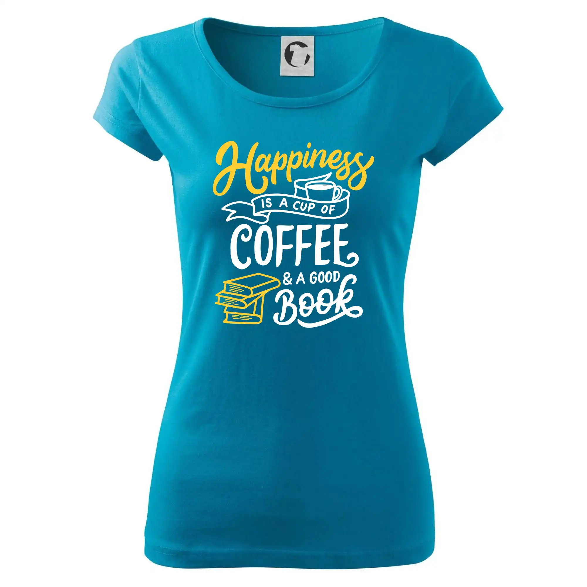 Motívy pre baristu a milovníkov kávy - Happiness is a Cup of Coffee and a Good Book - Dámske tričko Pure