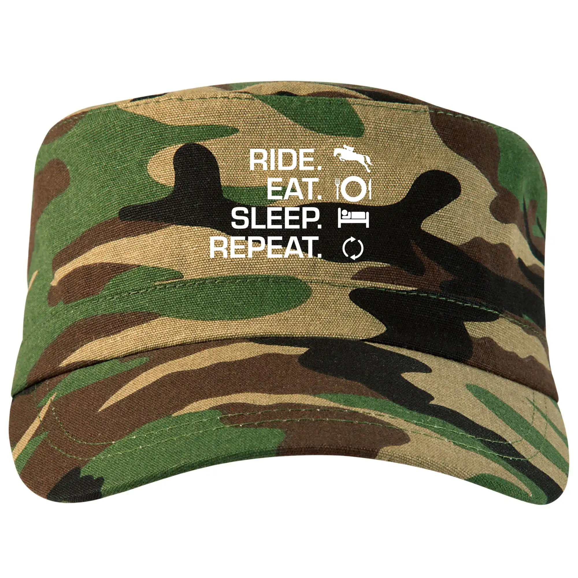 Tričká s koňmi - Ride Eat Sleep Repeat Kôň - Šiltovka CAMO