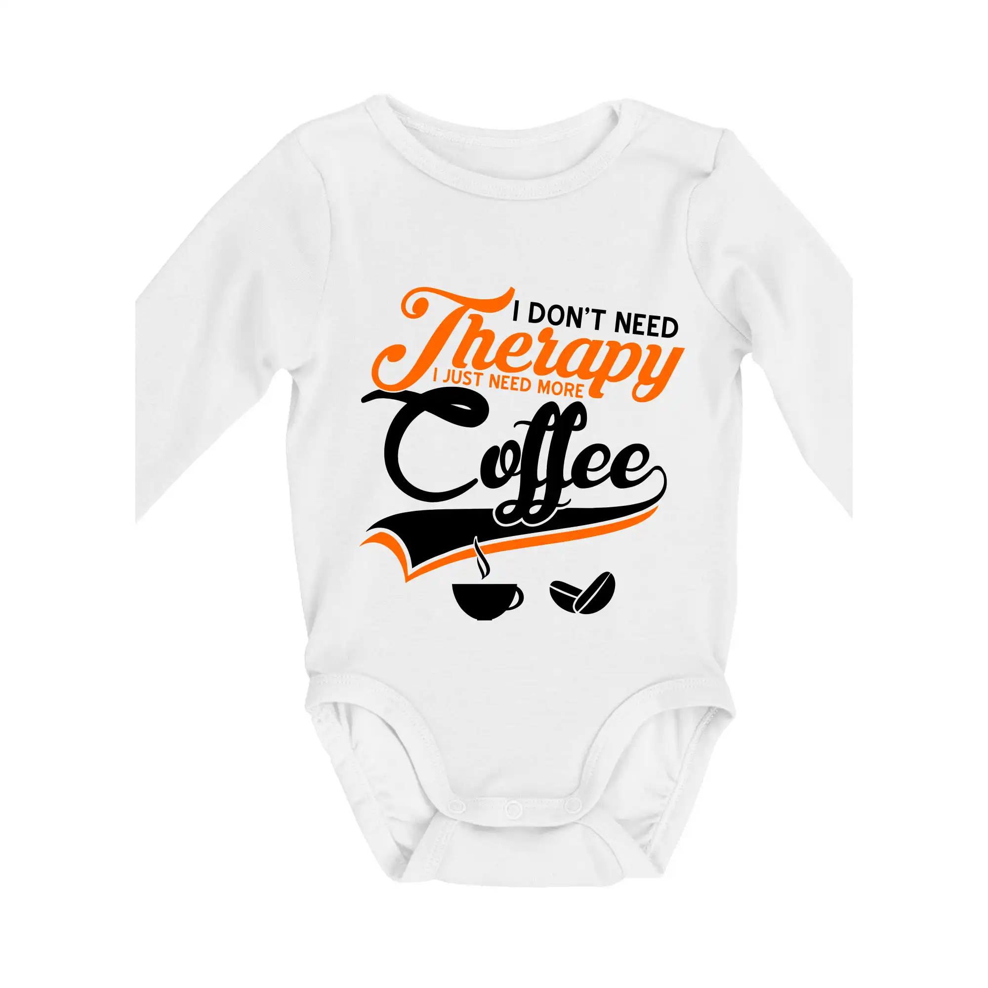 Motívy pre baristu a milovníkov kávy - I don't need therapy coffee - Body dojčenské s dlhým rukávom