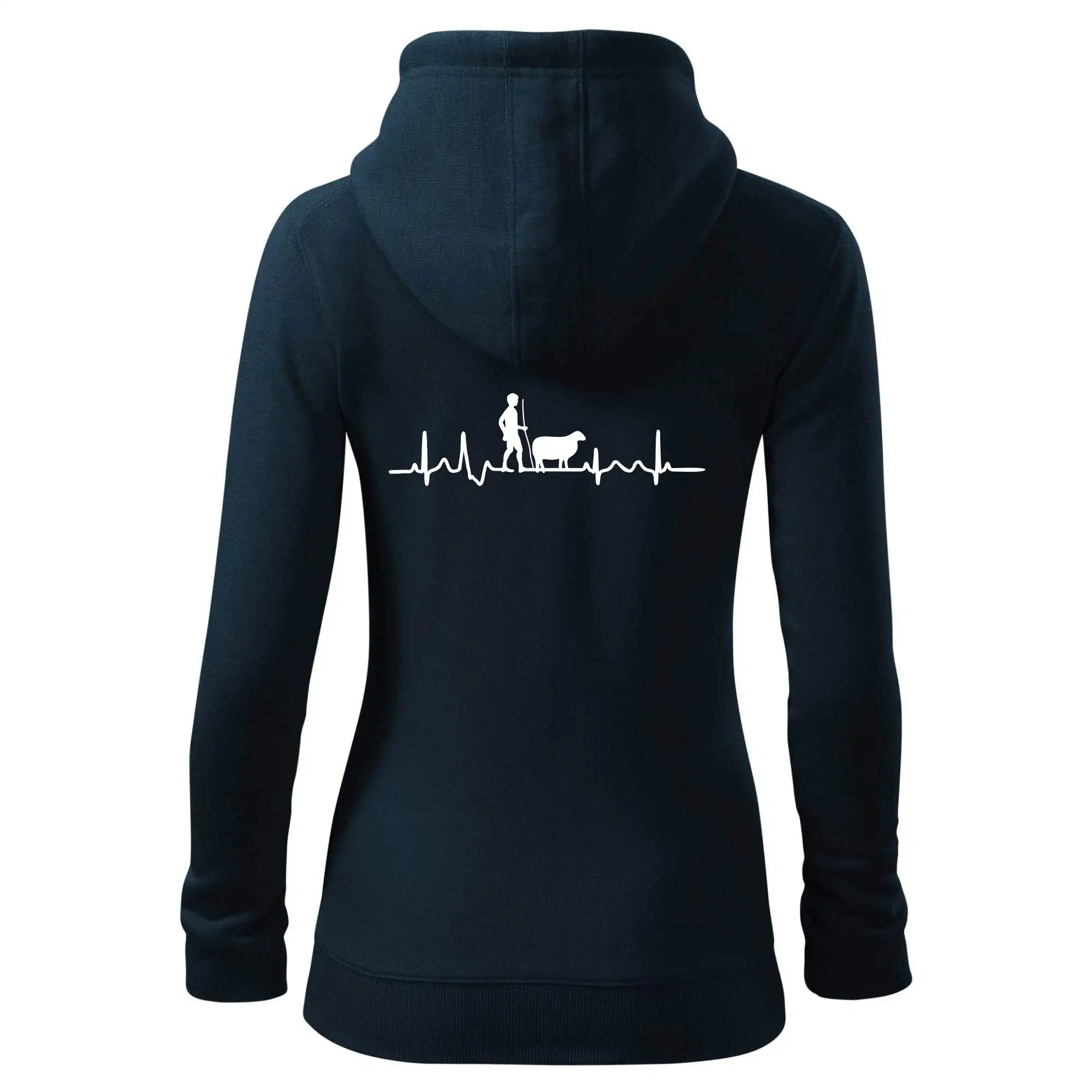 Tričká so zvieratami - Ekg pastier oviec - Mikina dámska trendy zipper s kapucňou