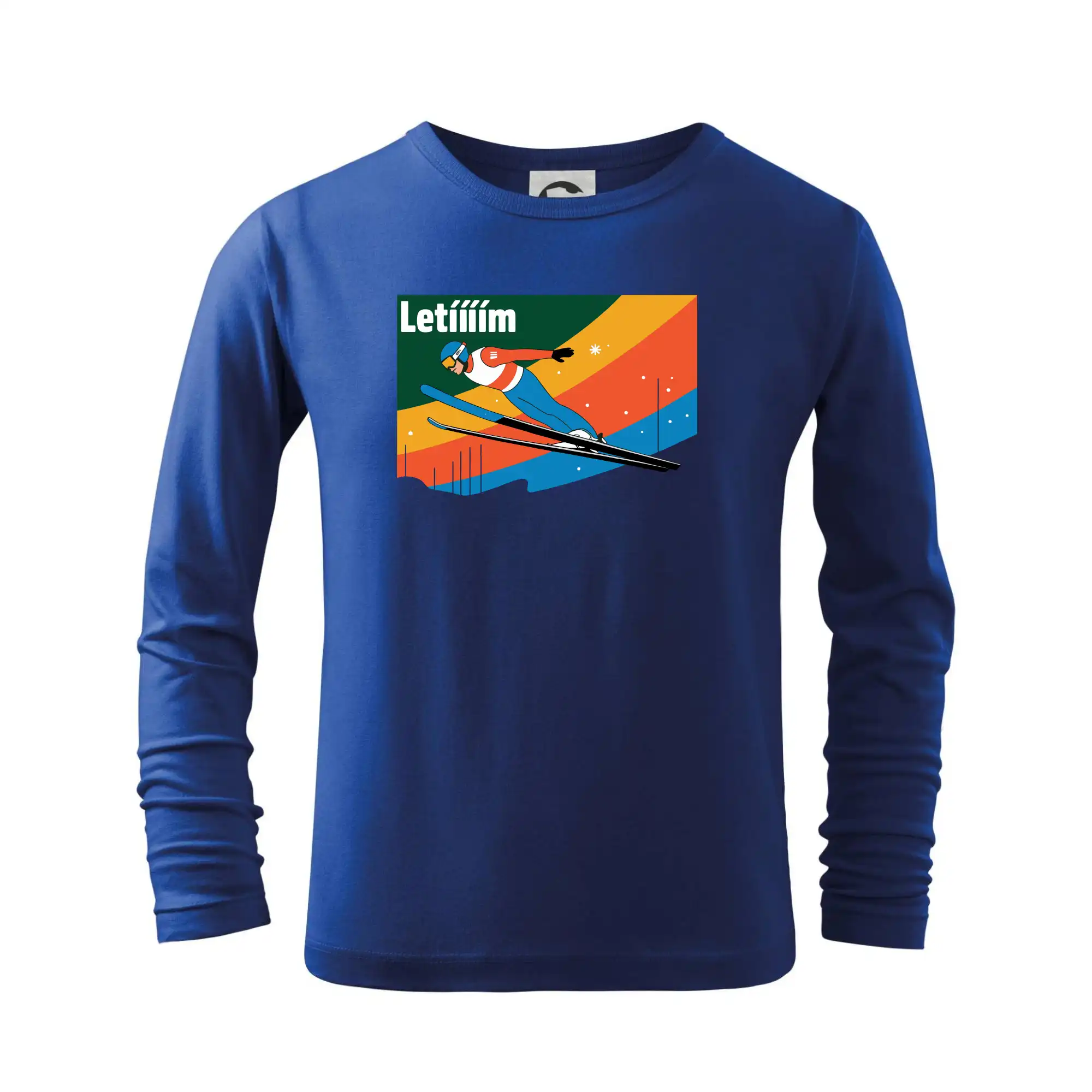 Lyže a Snowboard - Letím Skokan na lyžiach - Tričko detské Long Sleeve