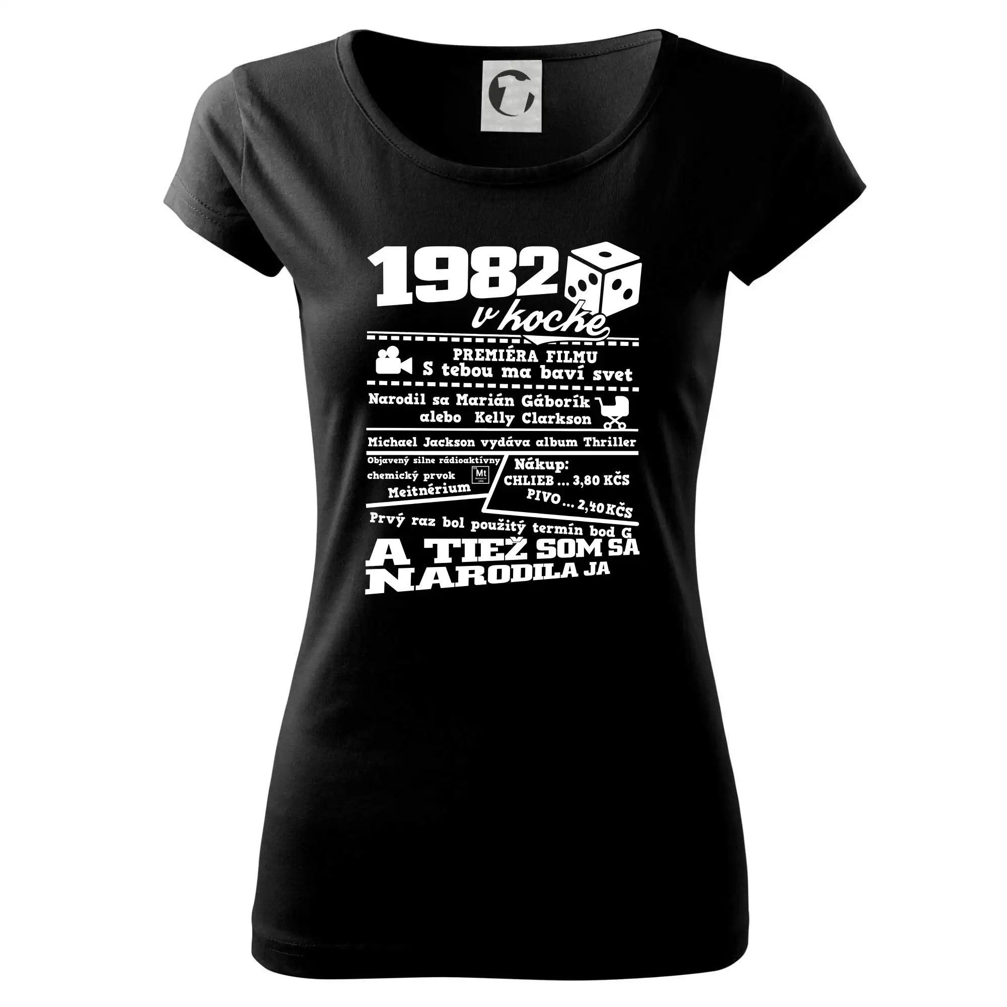 Trička s ročníkom 1982 - 1982 v kocke - Dámske tričko Pure