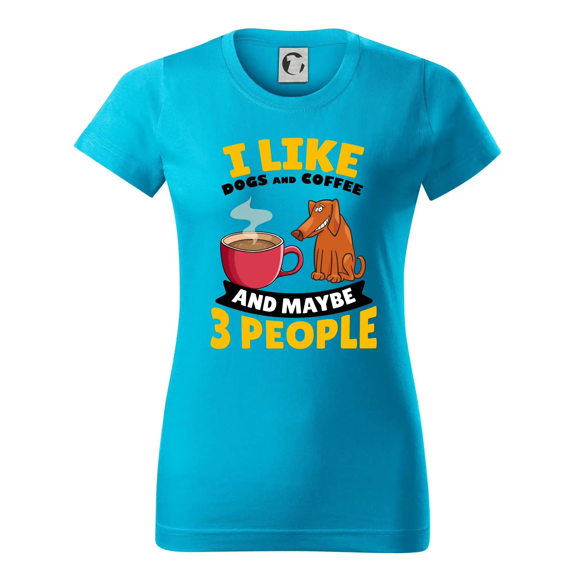 I like dogs and coffee and maybe 3 people - Dámske tričko basic - ľahko voľnejšie a dlhšie