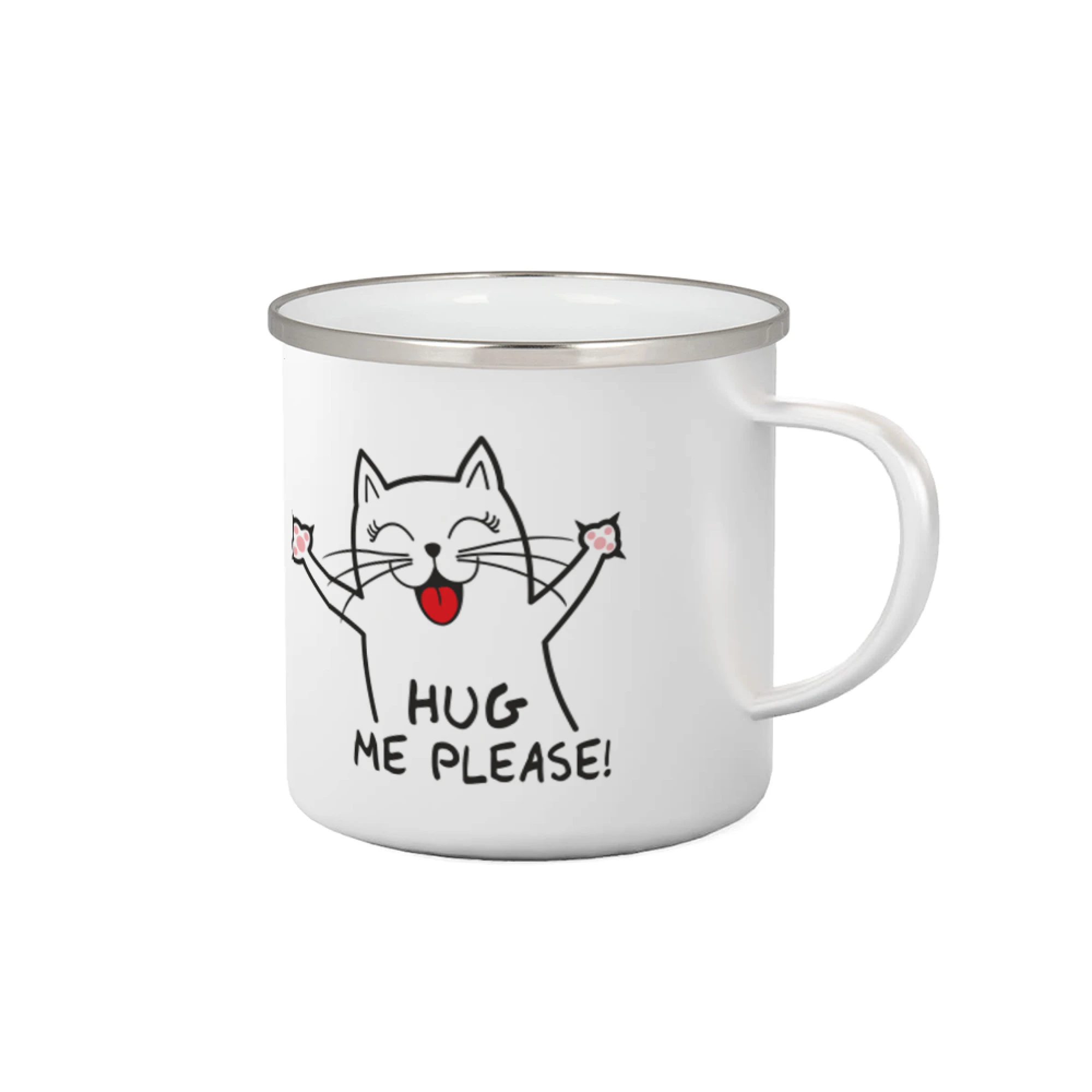 Vtipná tričká s mačkou - Mačka hug me please - Plecháčik