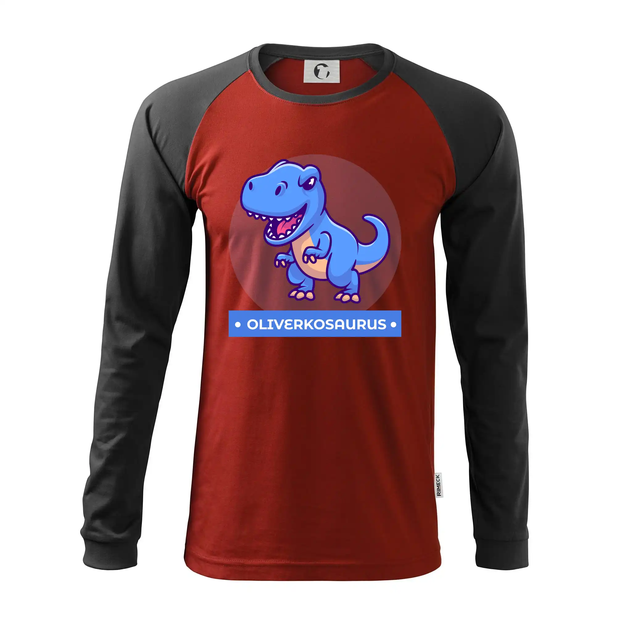 Detské tričká, mikiny a body s originálnymi potlačami | Veselé motívy pre chlapcov aj dievčatá - Dinosaurie mená - modrý dinosaurus - Pánske tričko s dlhým rukávom LS130