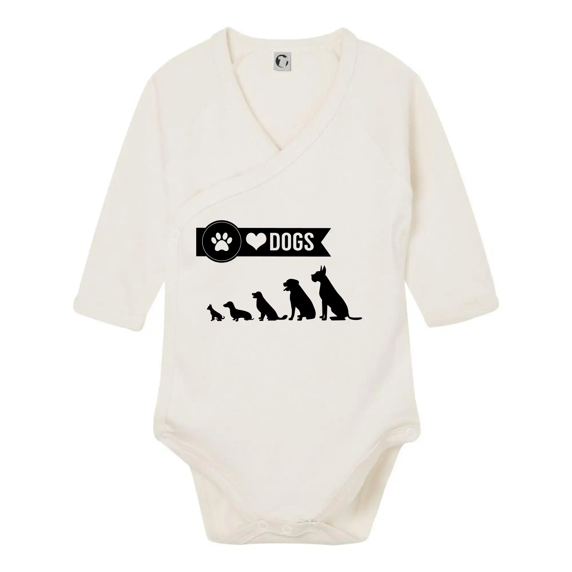 Ostatné psie plemená - I love dogs - labka - Body zavinovacie s dlhým rukávom