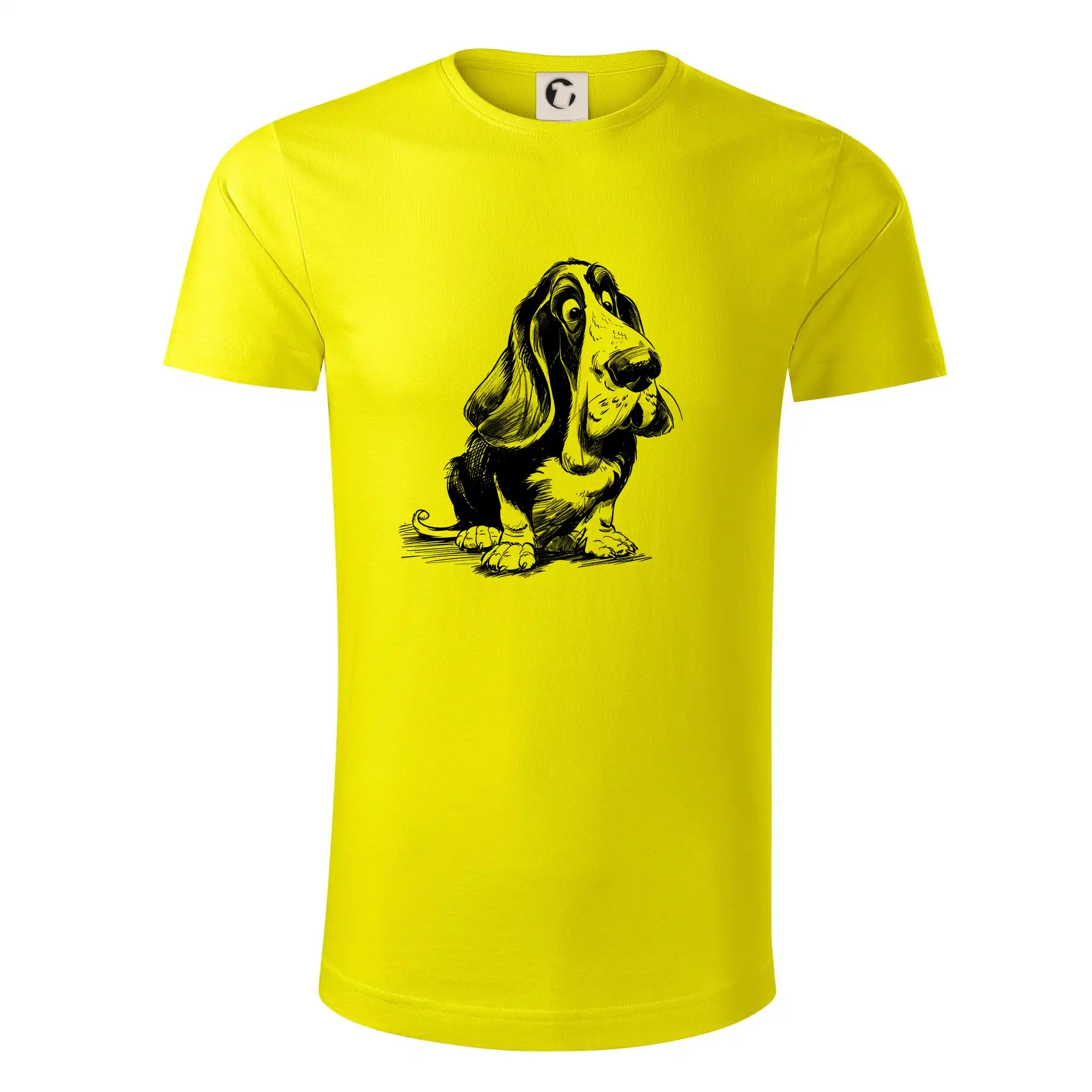 Černobílá karikatura baset