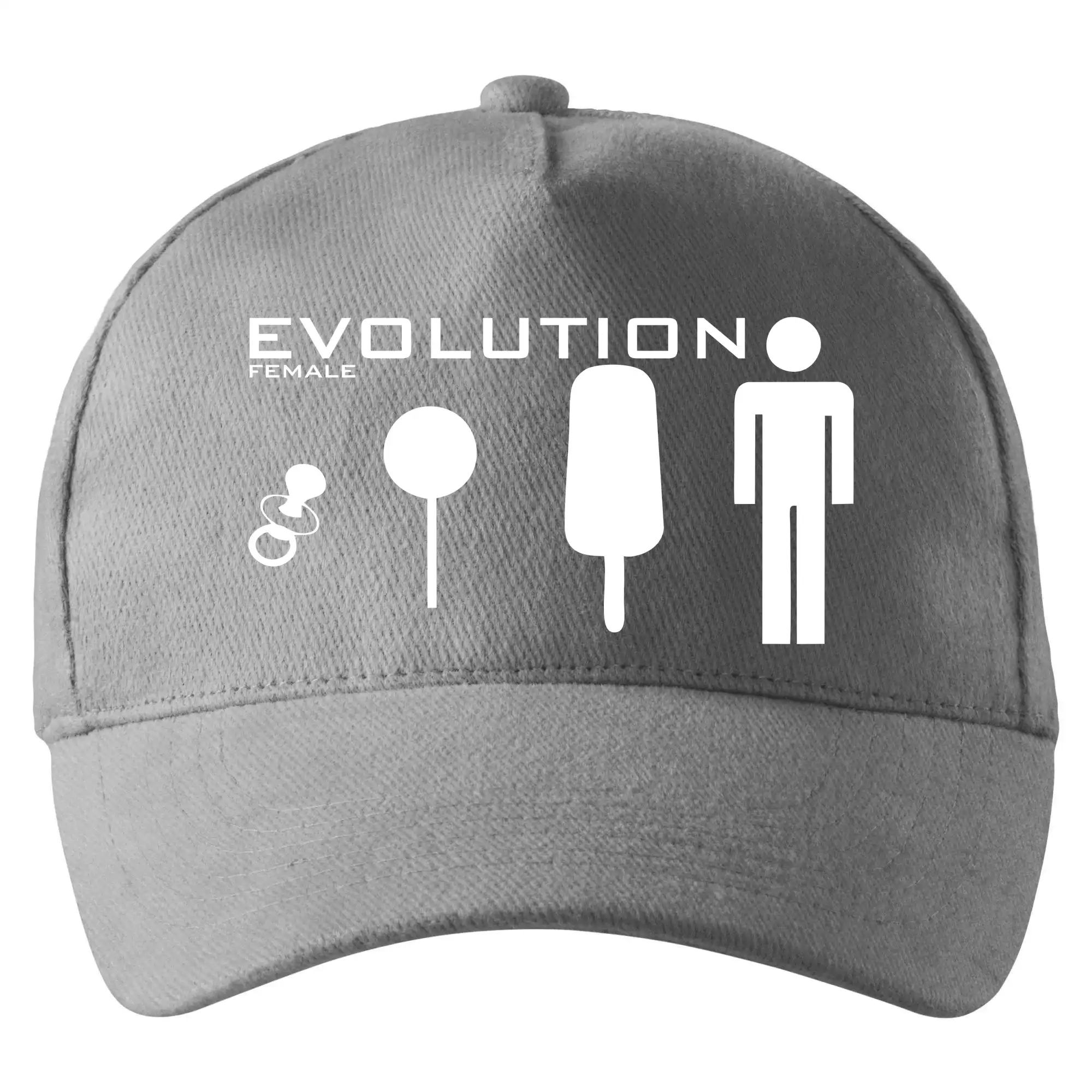 Tričká s potlačou evolúcia - Evolúcia ženy - Šiltovka so zahnutým šiltom a mosaznou sponou