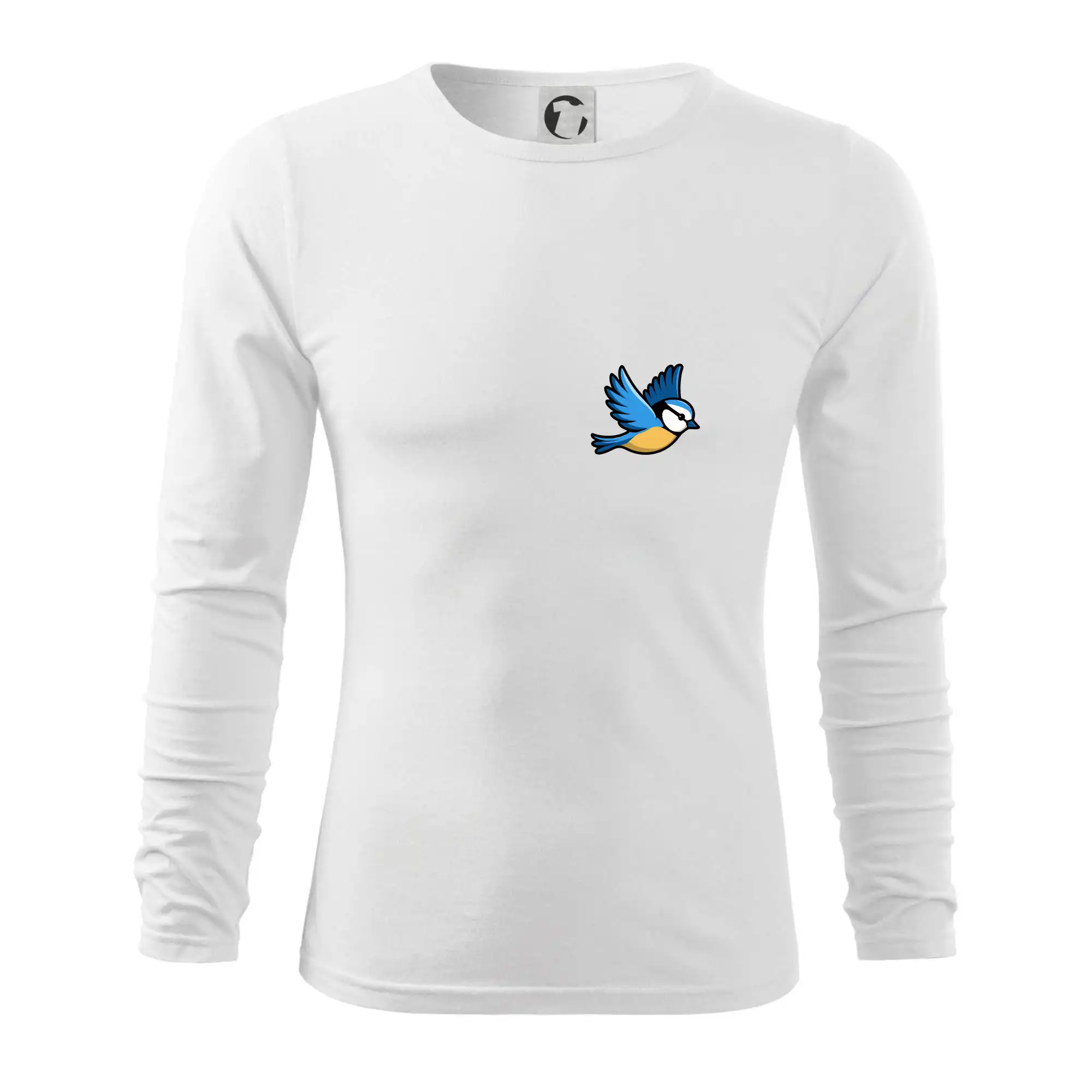 Tričko s motívmi vtákov - Sýkorka modrinka na prsníku - Tričko s dlhým rukávom FIT-T long sleeve