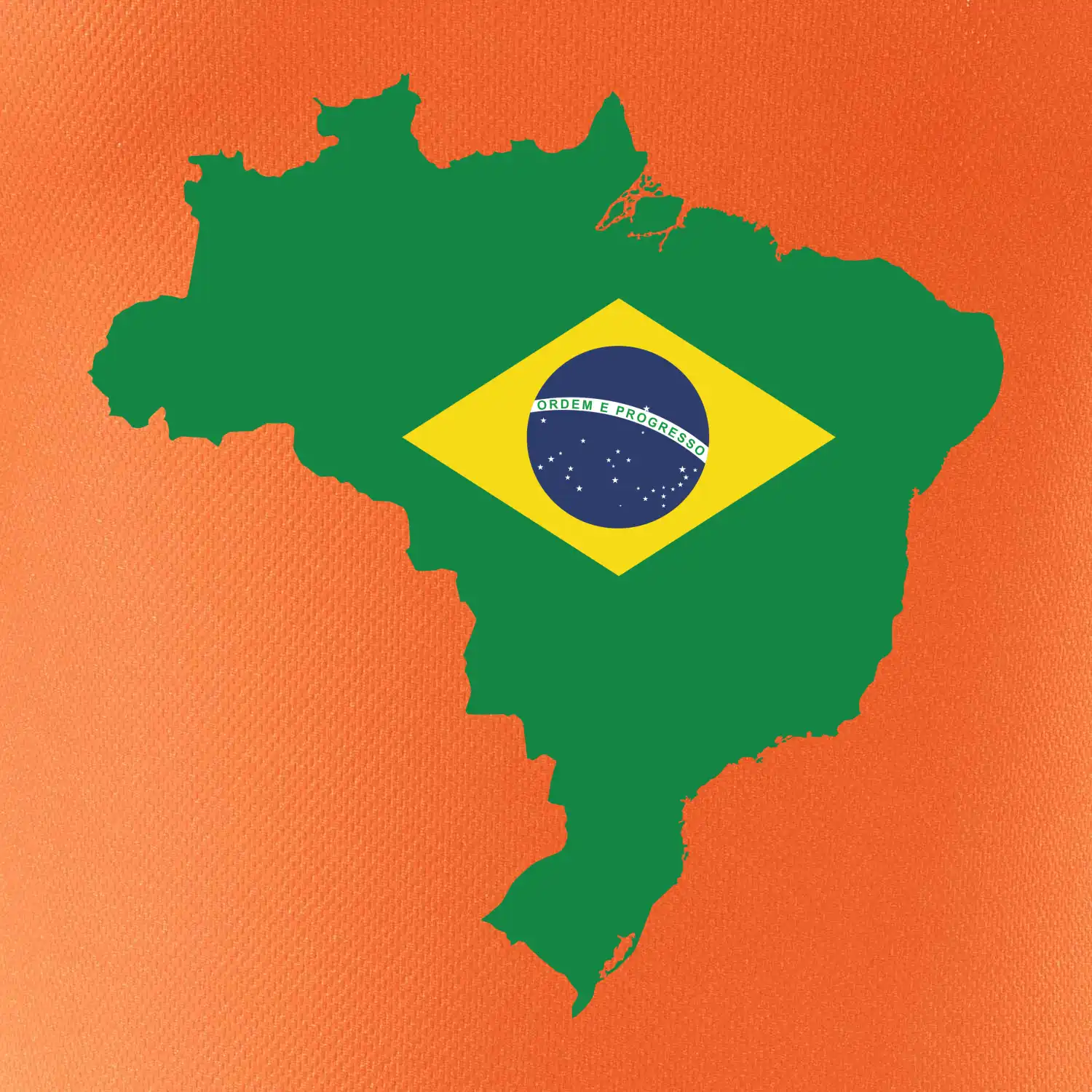 Brazílie vlajka v mapě