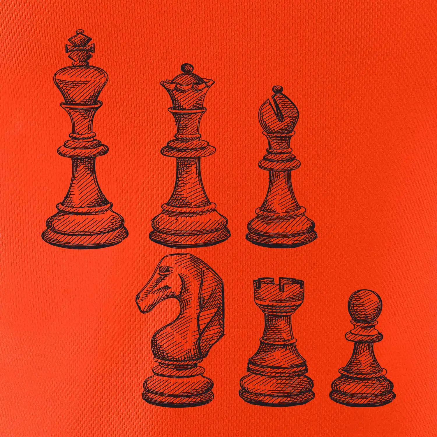 Šachové figurky kreslené