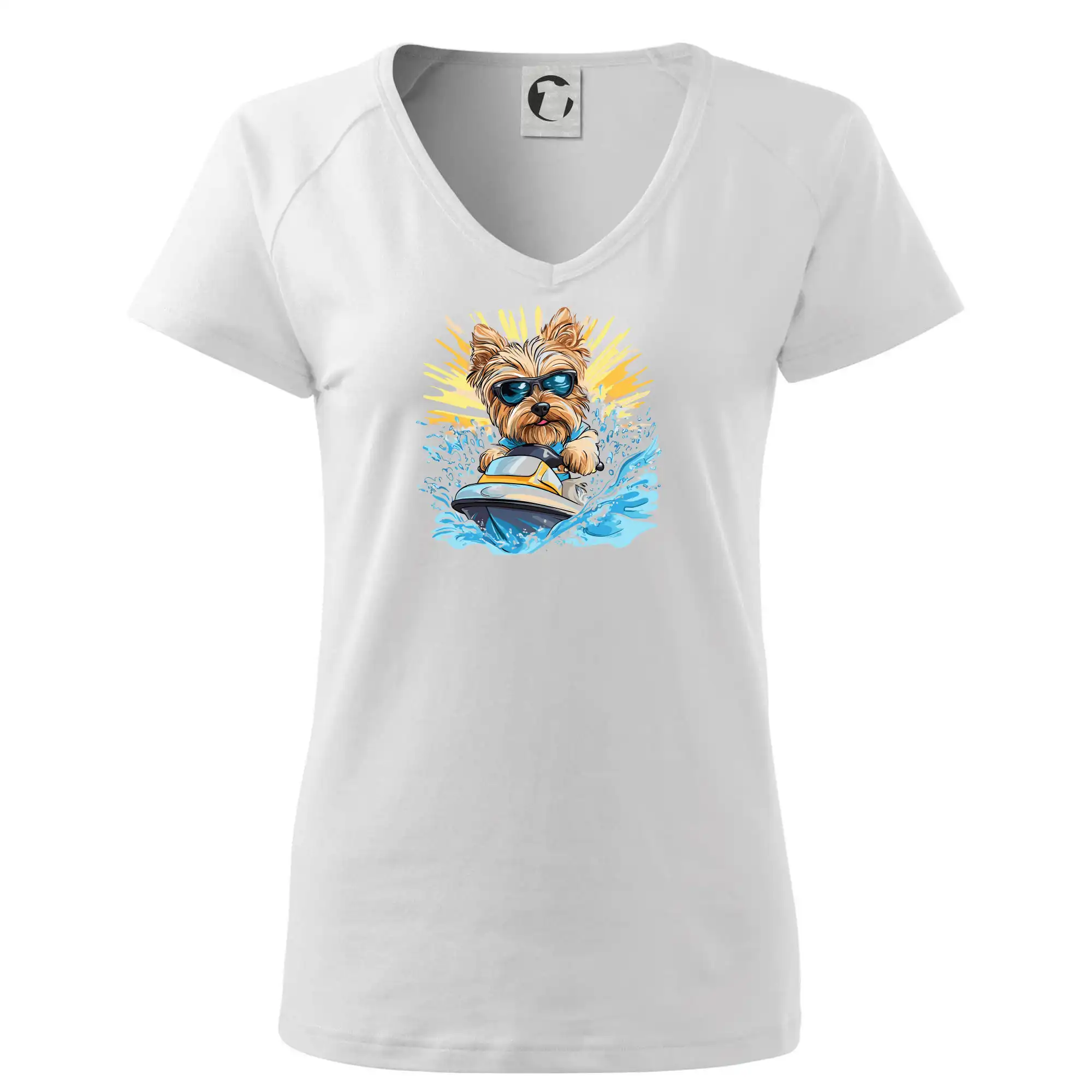 Yorkšírský teriér na vodním skútru