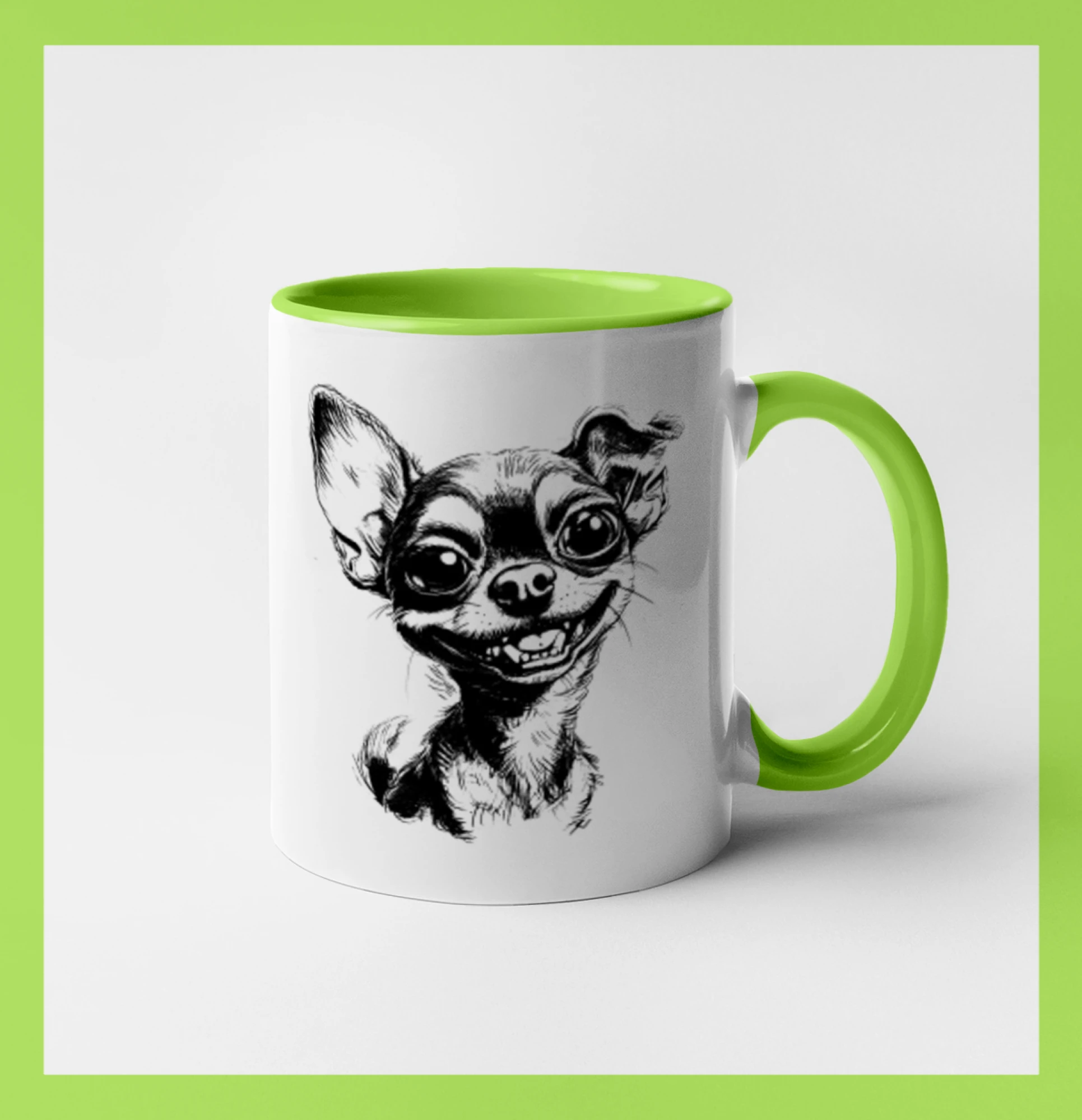 Černobílá karikatura čivava