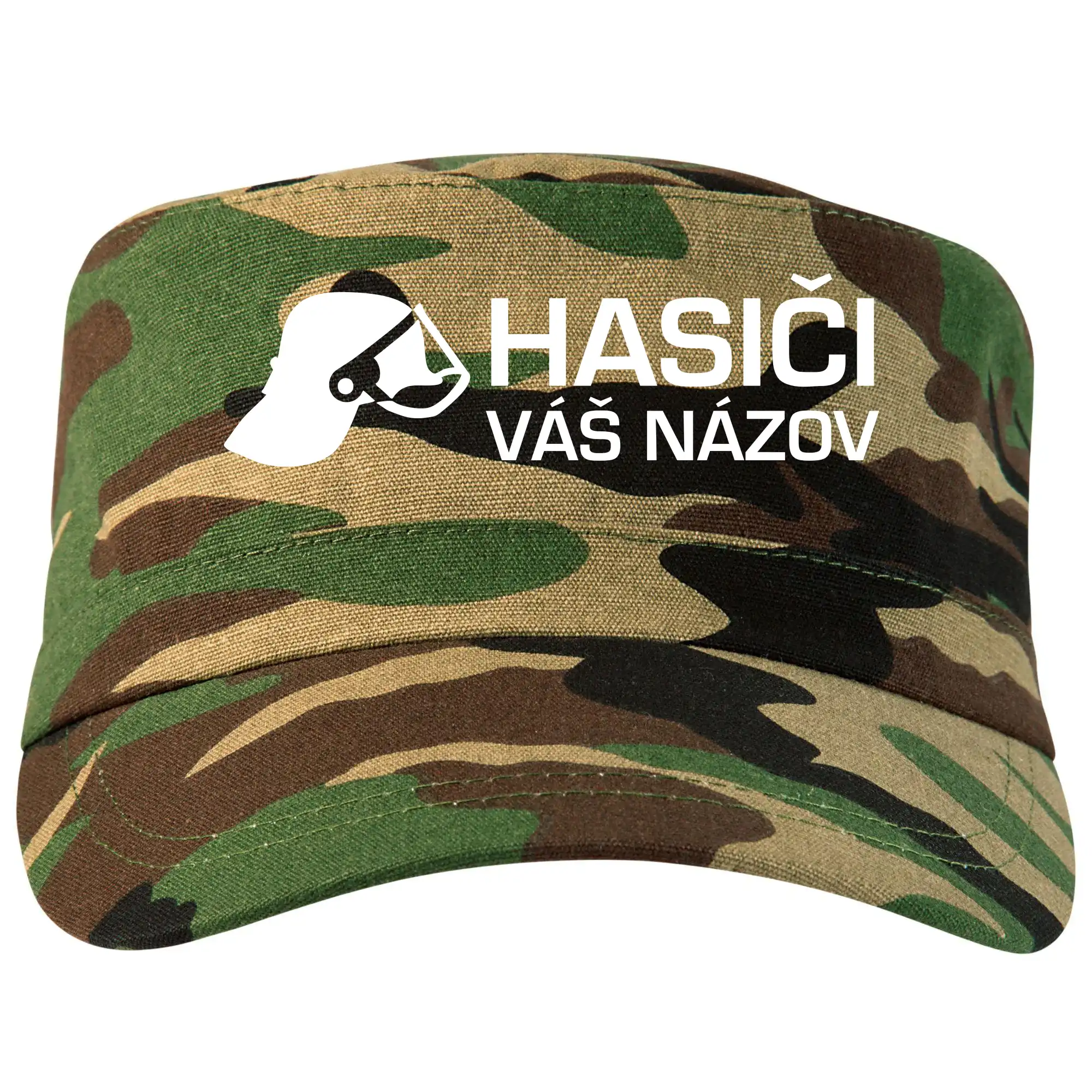 Originálne tričká pre hasičov - Hasiči helma - vlastný nápis - Šiltovka CAMO