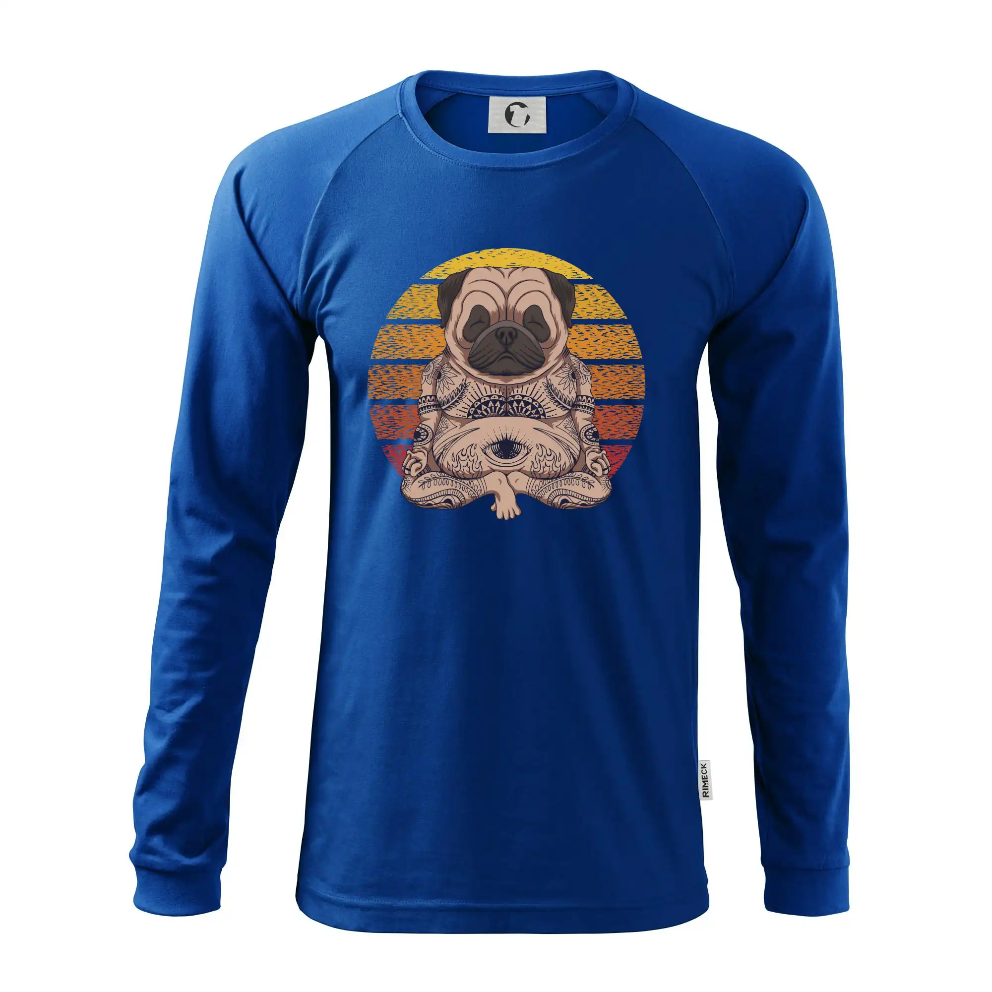 Tričká na jógu - Yoga meditace - pug - Pánske tričko s dlhým rukávom LS130