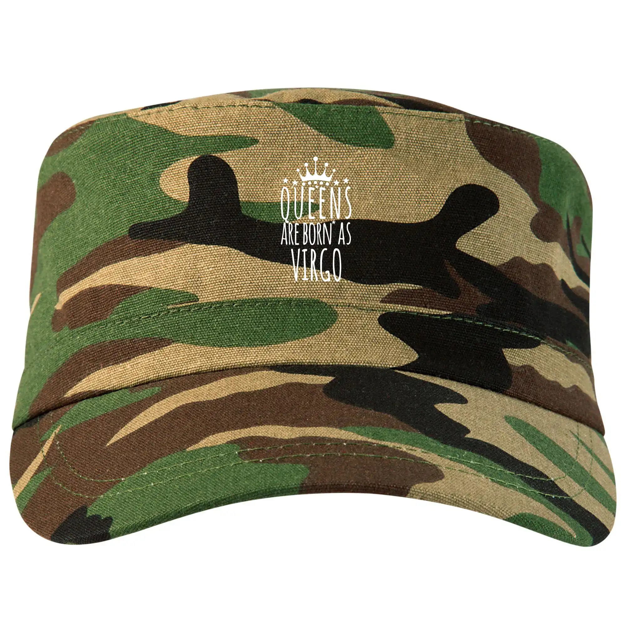 Tričká panna - Queens are born as Virgo - Panna - Šiltovka CAMO