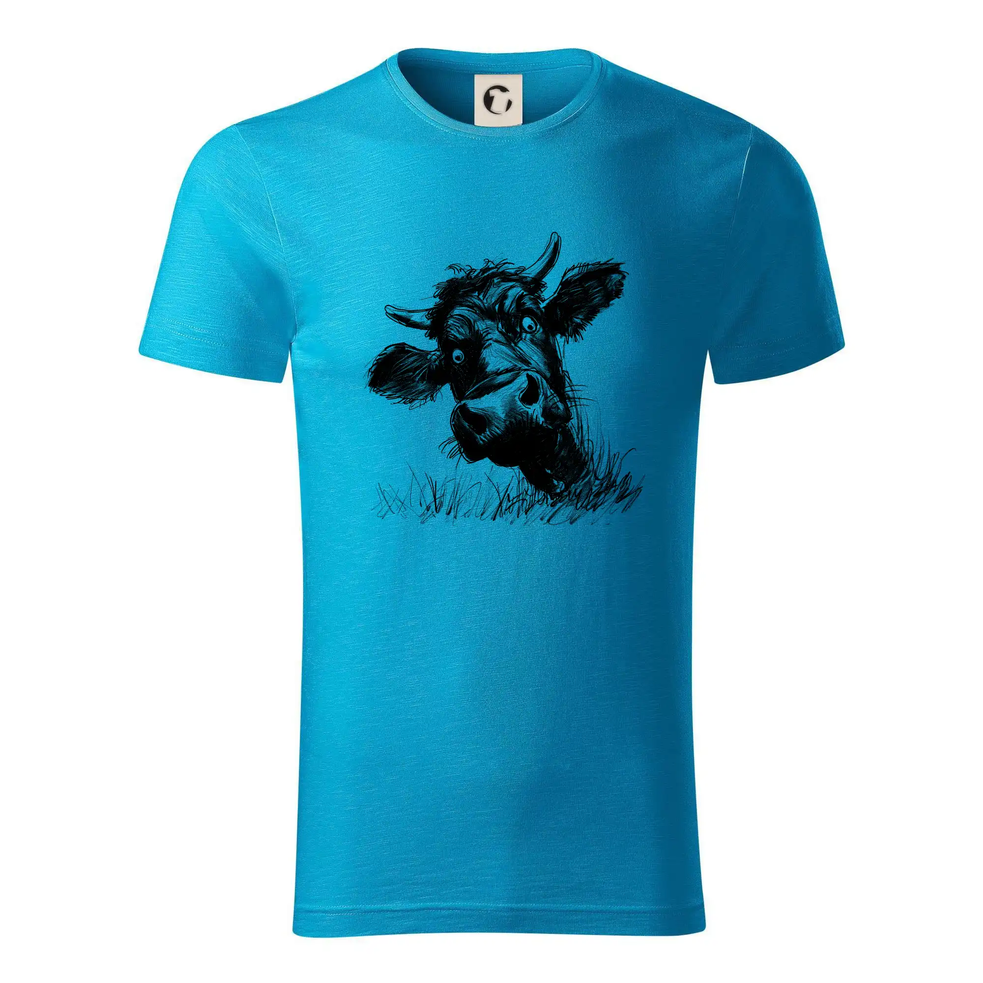 Tričká s kravou - Čiernobiela karikatúra čierna krava hlava - Tričko z organickej bavlny