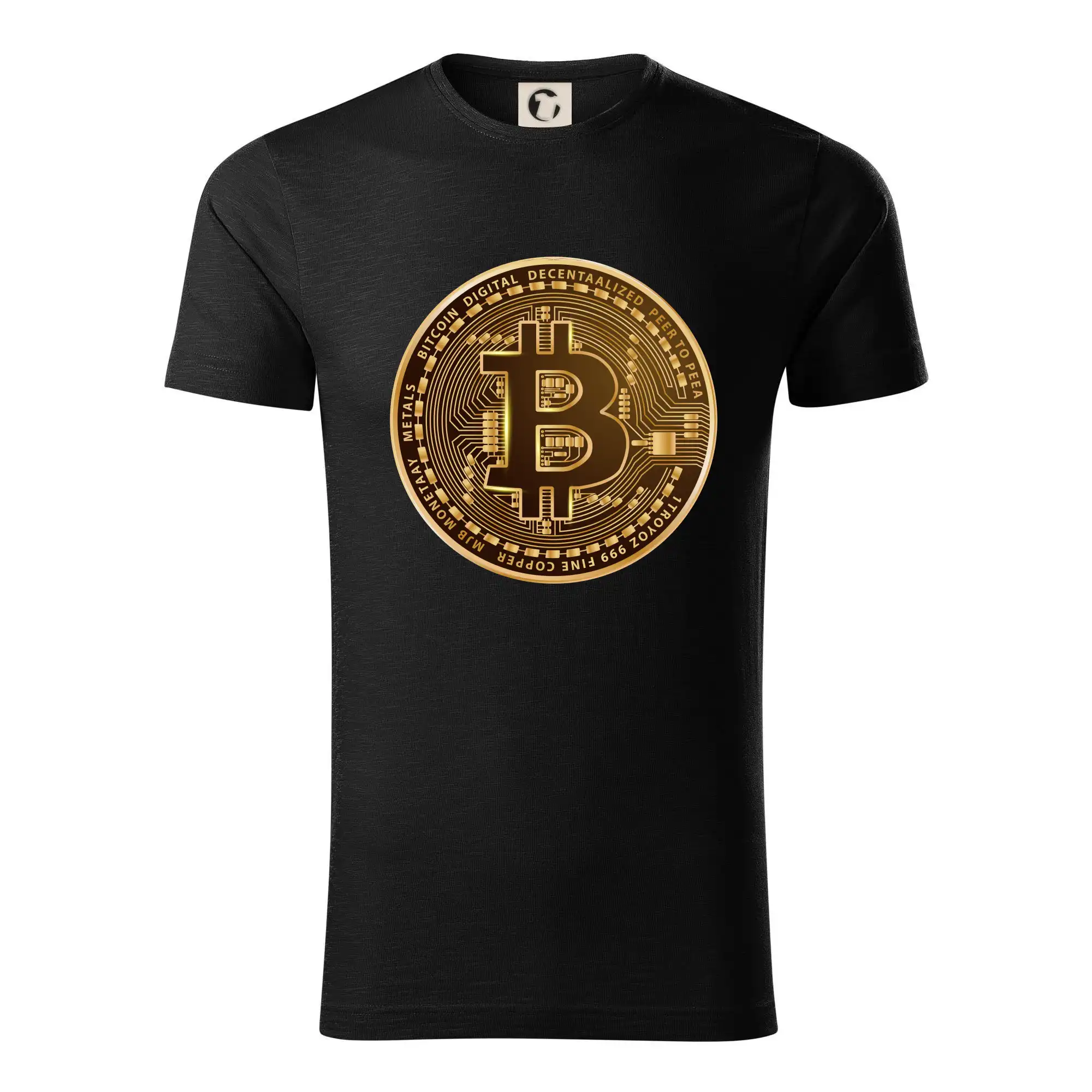 Bitcoin zlatá minca guľatá - Tričko z organickej bavlny