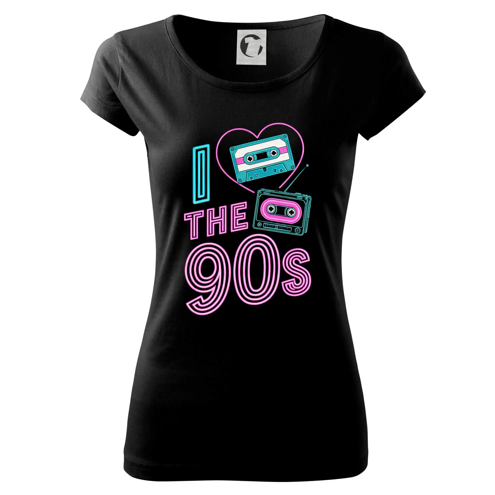 Aj love 90s - neón a kazeta - Dámske tričko Pure