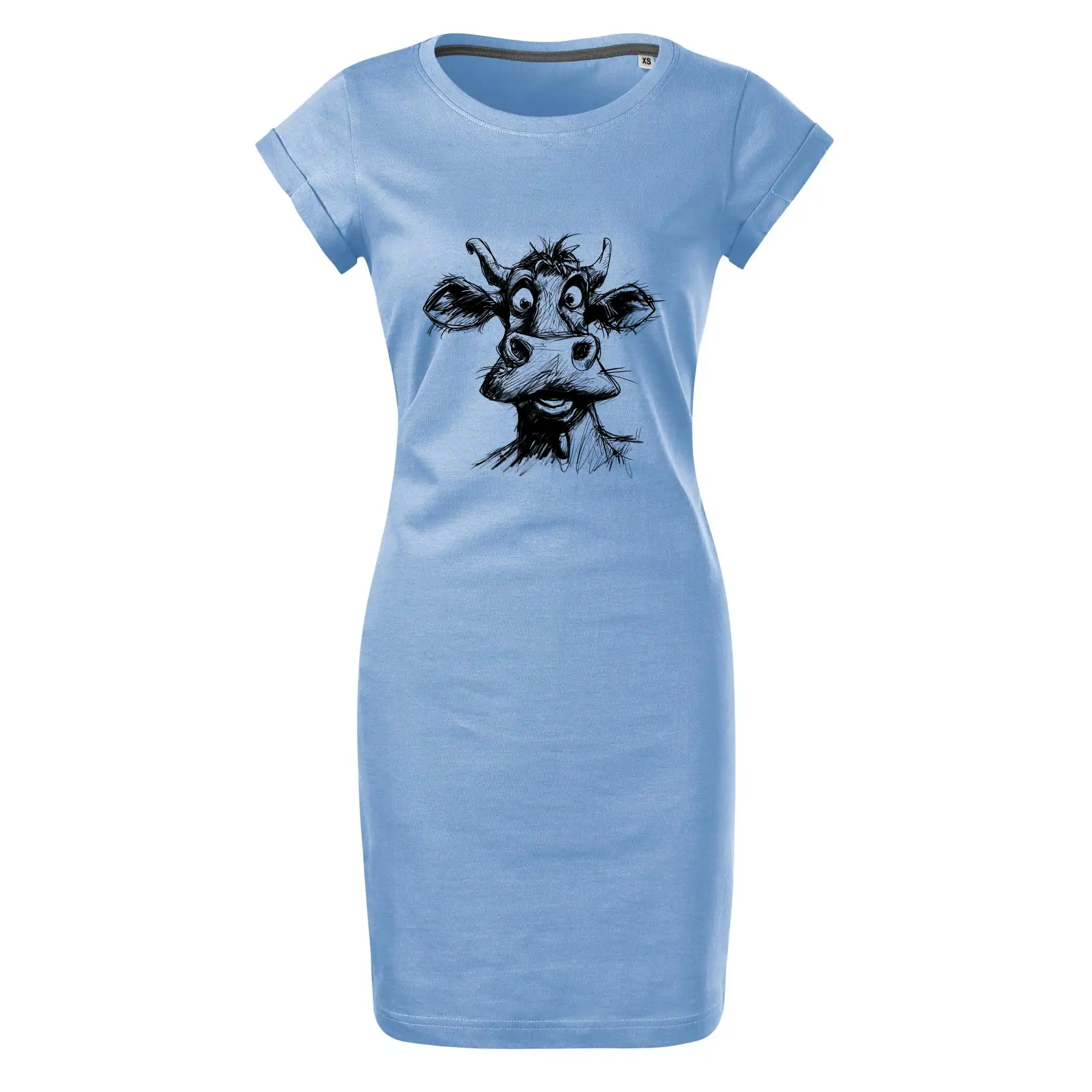 Černobílá karikatura světlá kráva hlava