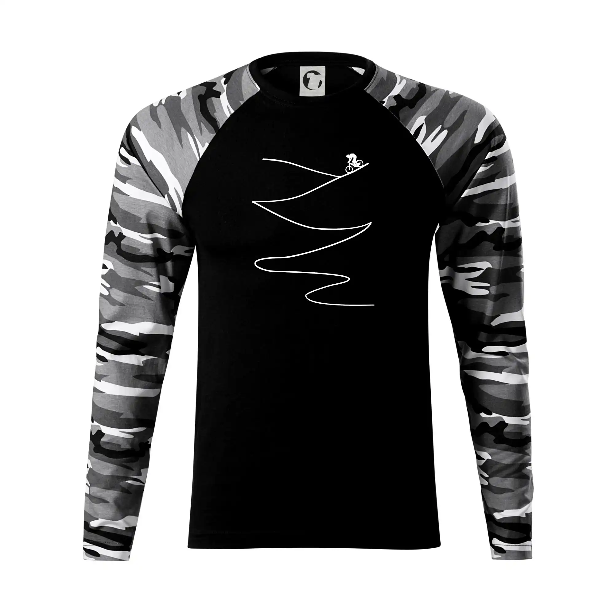 Tričko ako darček pre cyklistu - Cyklo zjazd z kopca - Camouflage LS