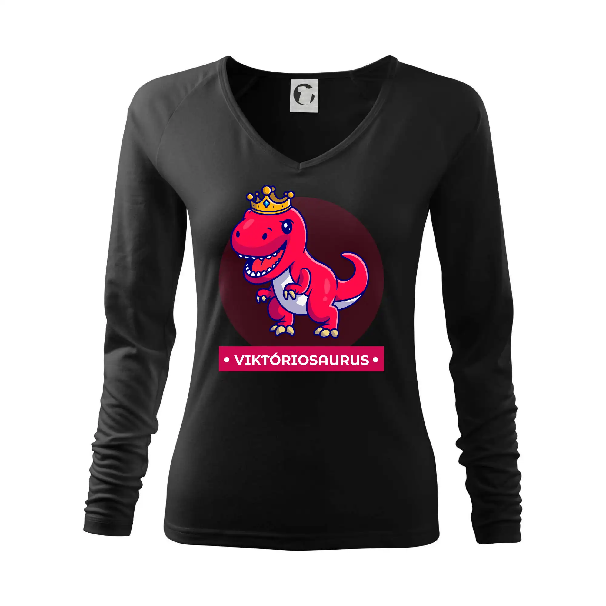 Detské tričká, mikiny a body s originálnymi potlačami | Veselé motívy pre chlapcov aj dievčatá - Dinosaurie mená - červený dinosaurus - Tričko dámske Elegance