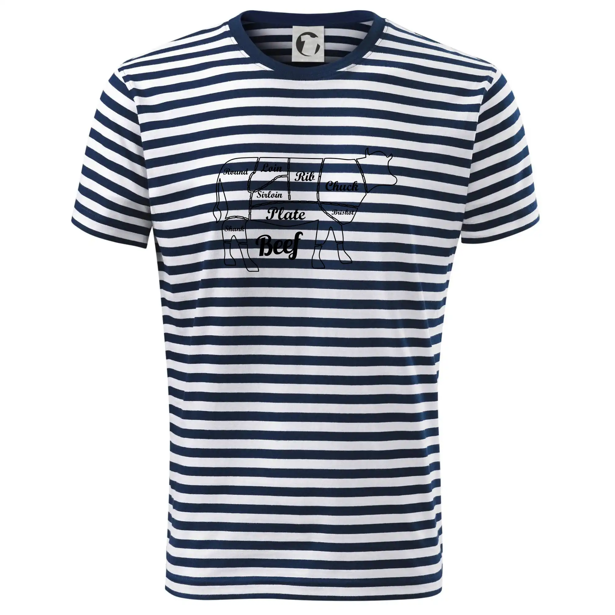 Tričká a zástery na grilovanie - Krava nákres rozrezanie Anglicky - Tričko na vodu