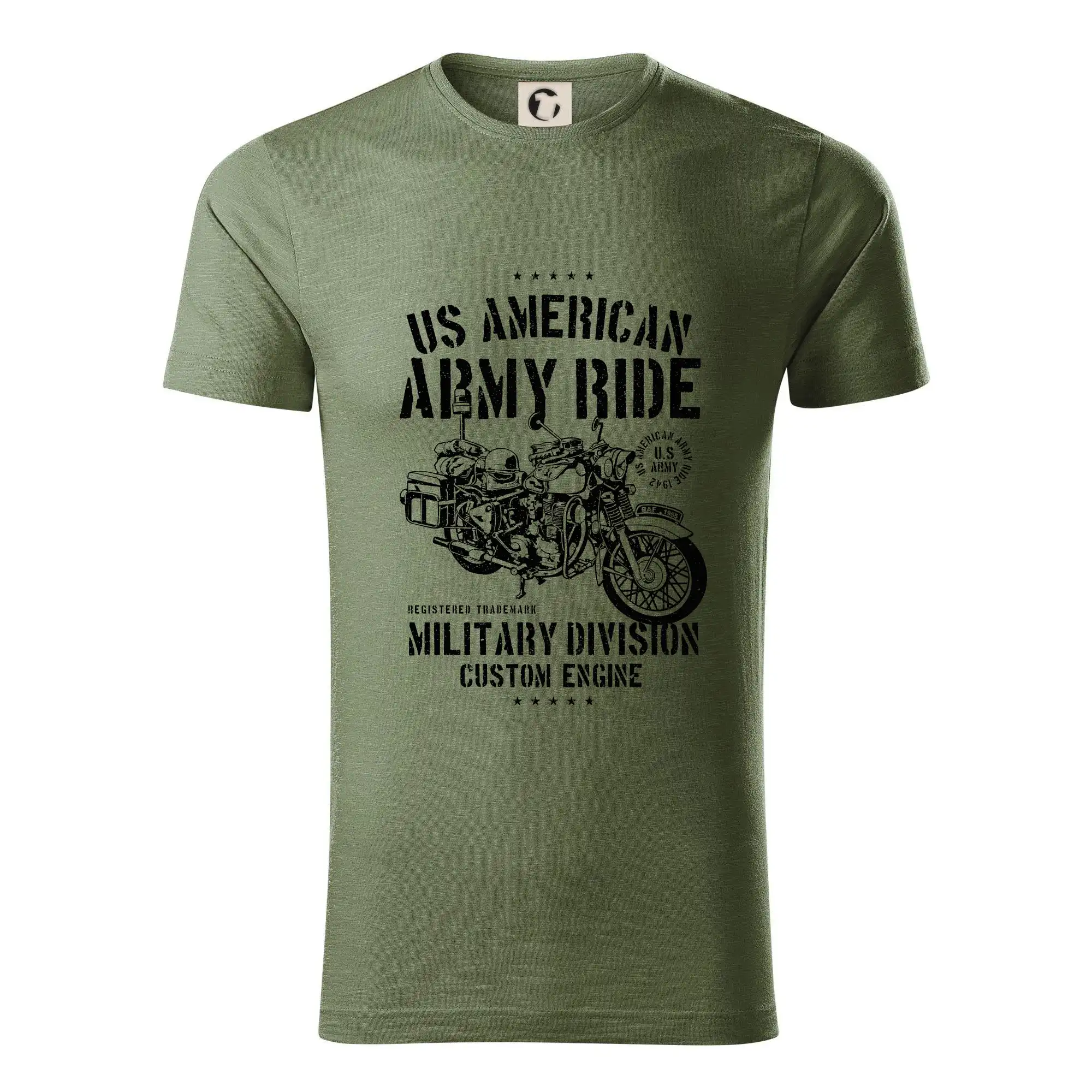 Vojenská tričká s potlačou - Army Ride Motorcycle - Tričko z organickej bavlny