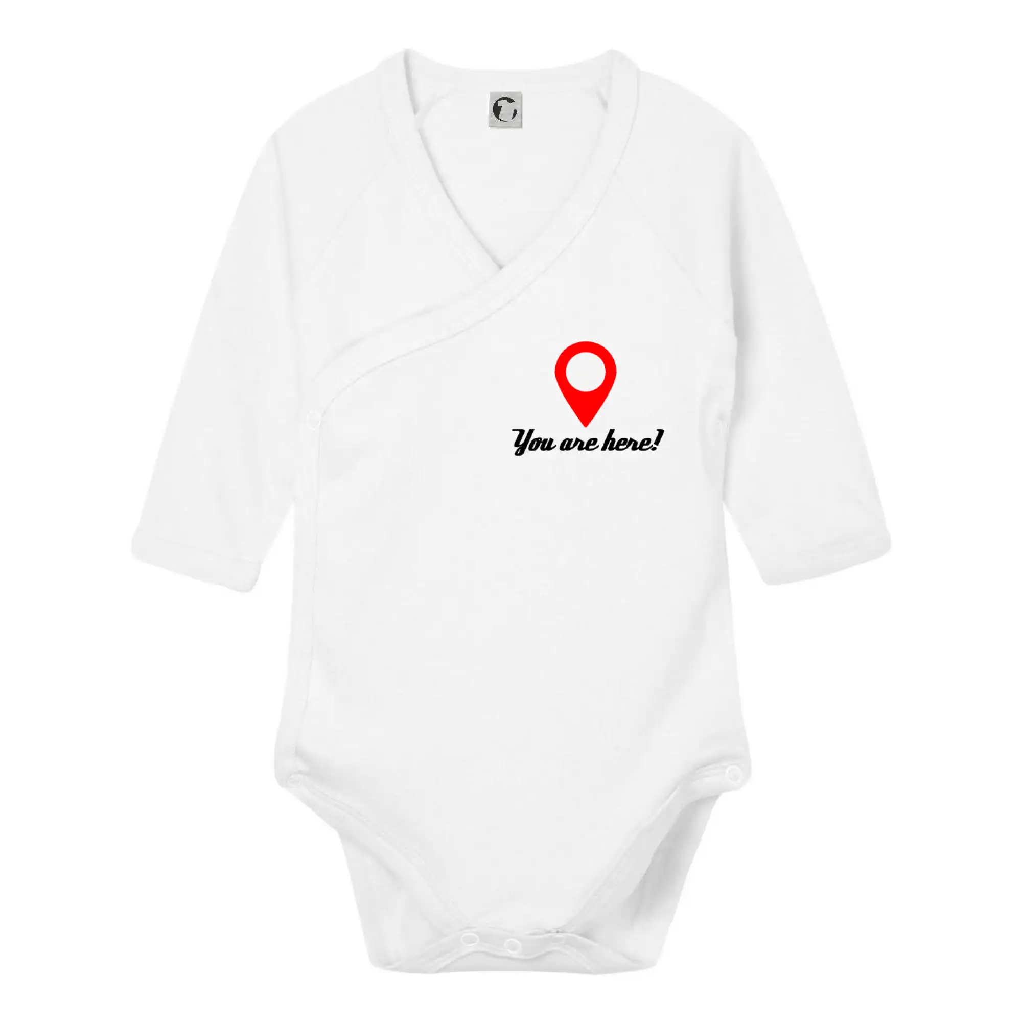 Tričká pre zamilovaných - You are here - Body zavinovacie s dlhým rukávom