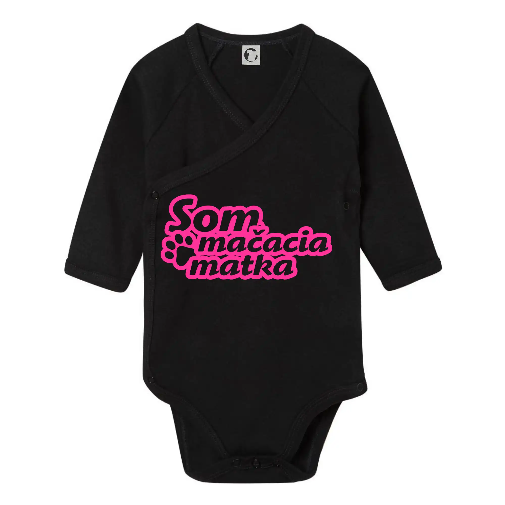 Vtipná tričká s mačkou - Som mačacia matka - Body zavinovacie s dlhým rukávom