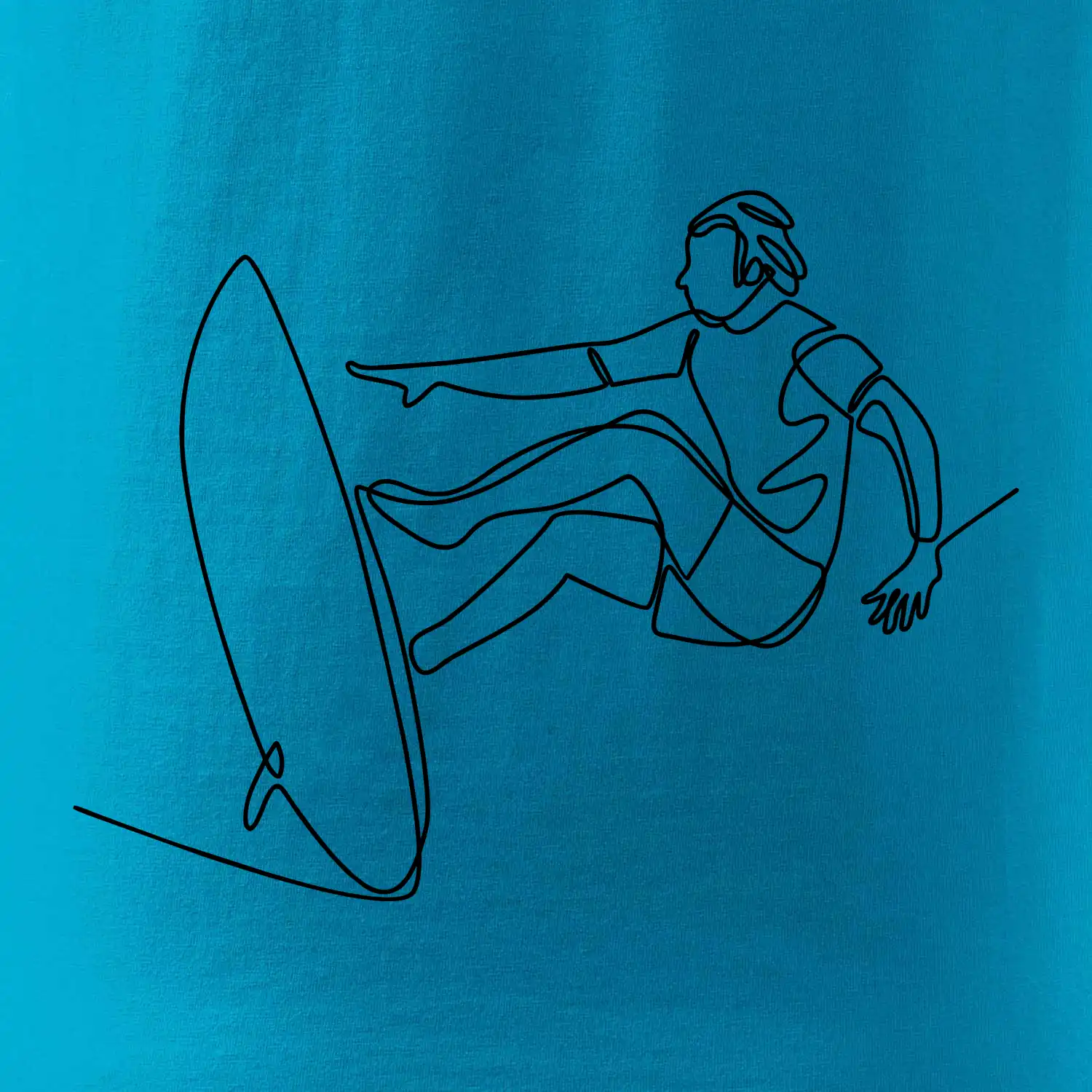 Surfař na vlně jedním tahem