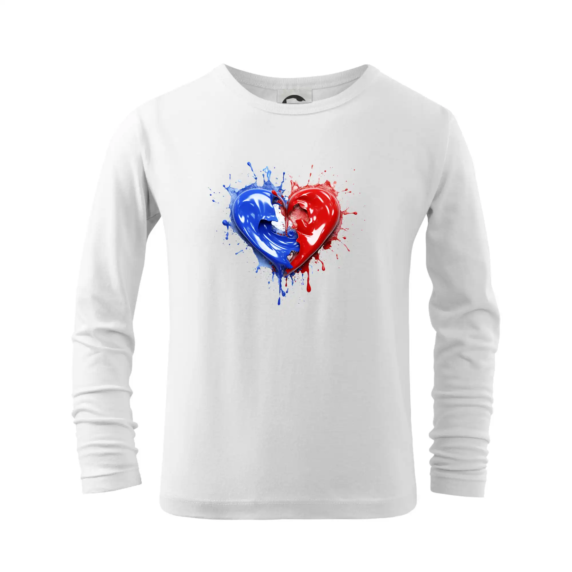 Motívy štátnych vlajok - Srdce rozprsknuté - Francúzske farby - Tričko detské Long Sleeve