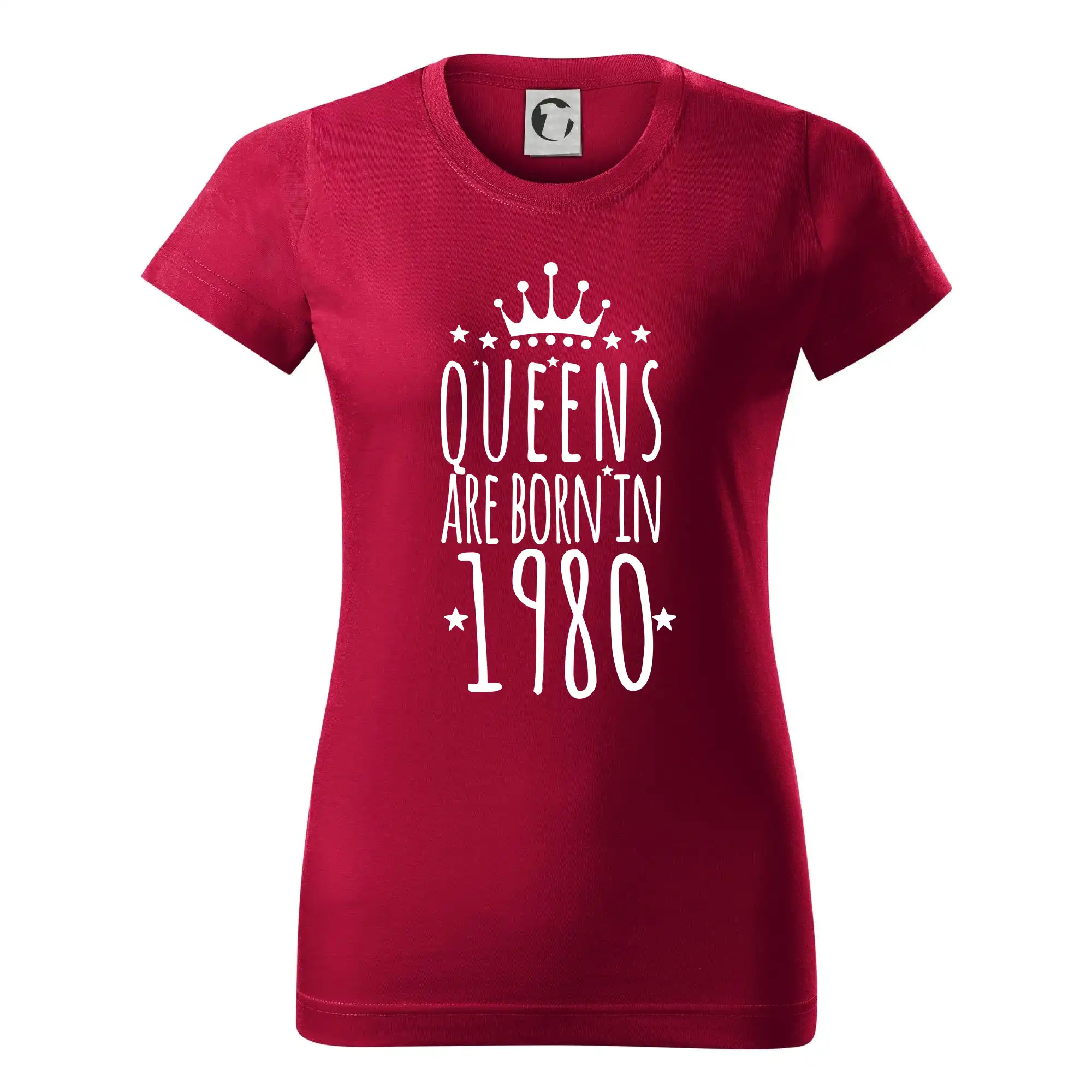 Trička s ročníkom 1980 - Queens are born in 1980 - Dámske tričko basic - ľahko voľnejšie a dlhšie