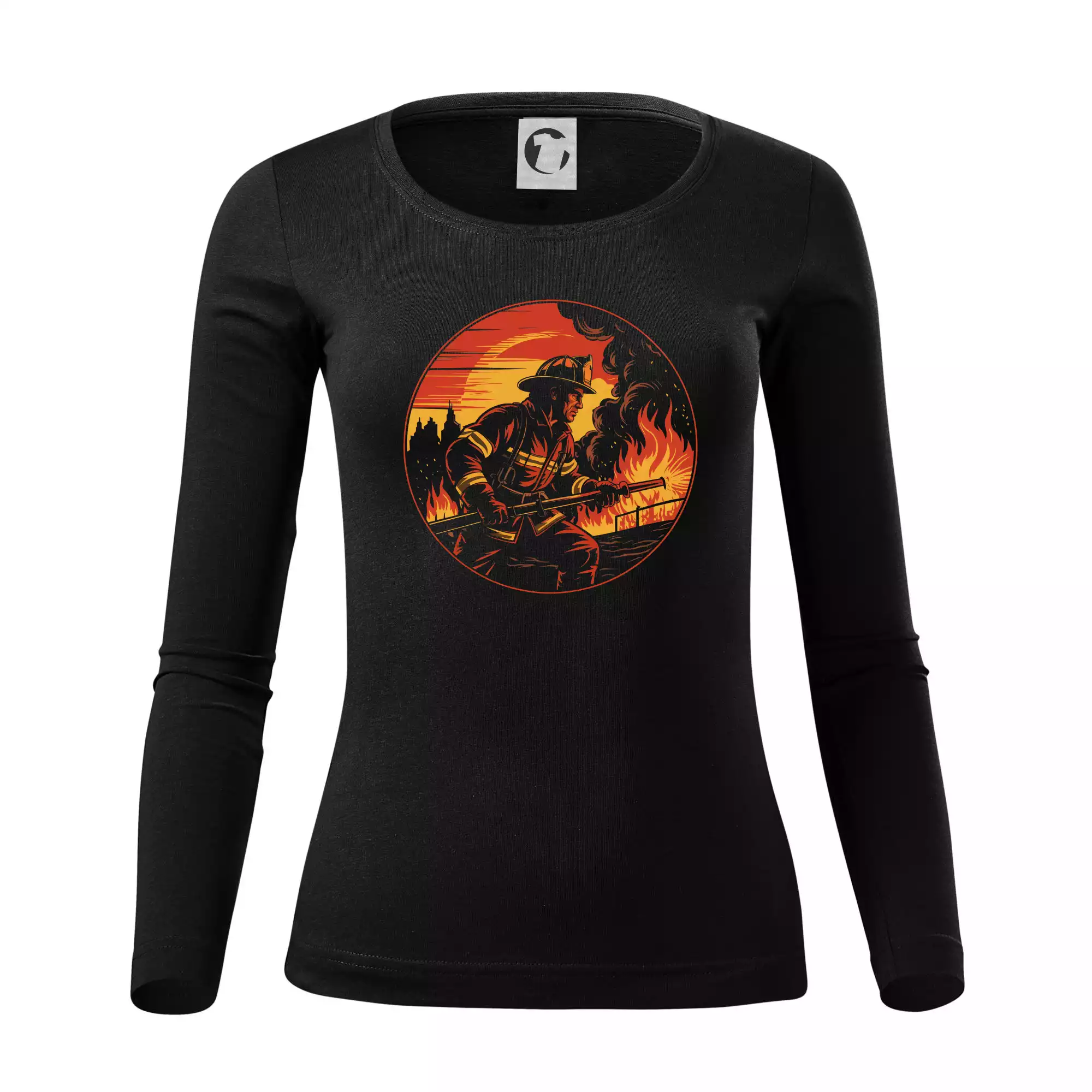 Hasič v kruhu hasí oheň